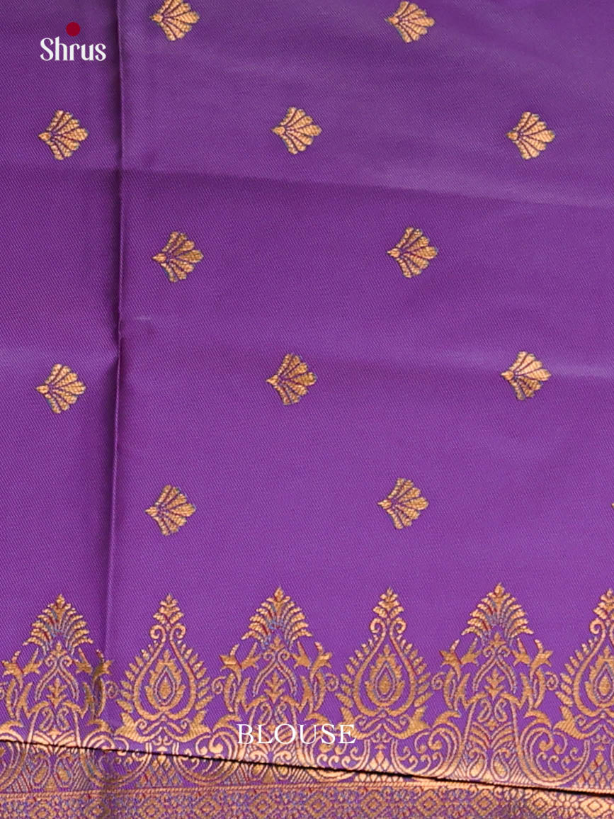 Green & Purple - Semi Softsilk Saree