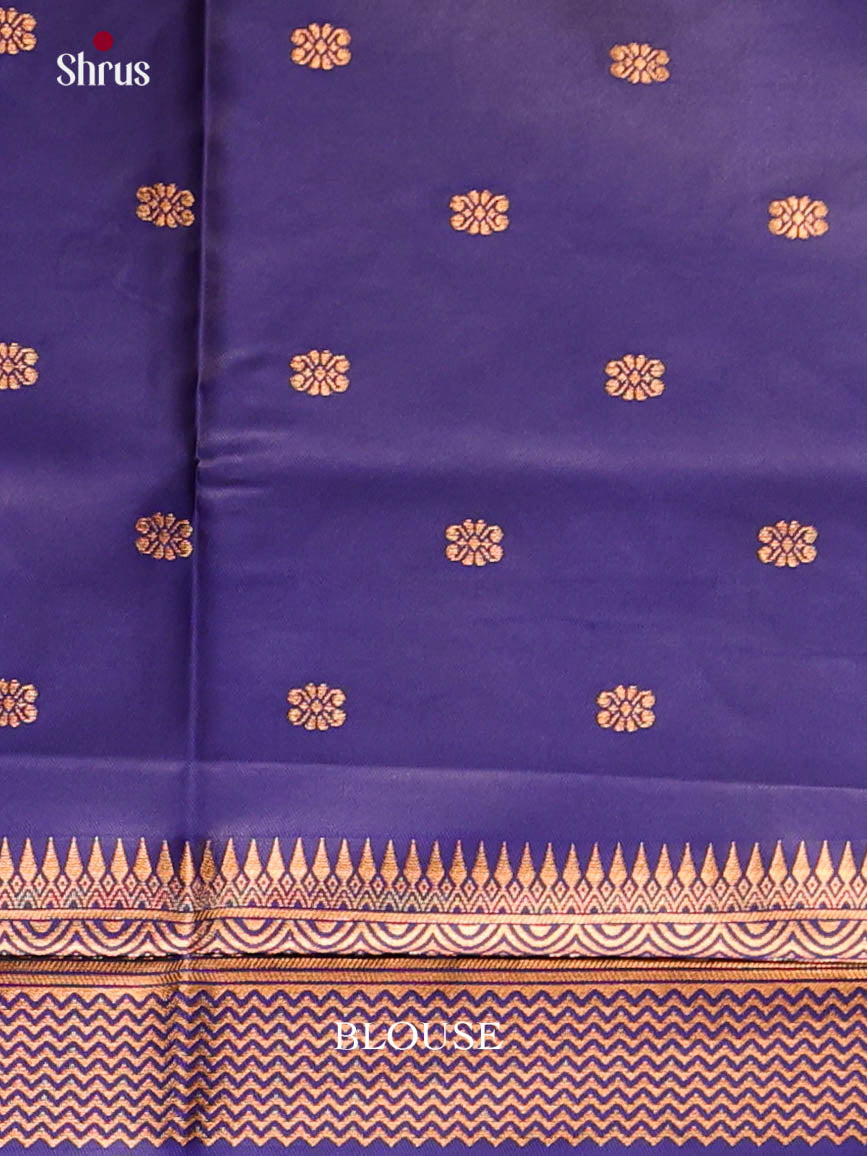 Grey & Blue - Semi Softsilk Saree