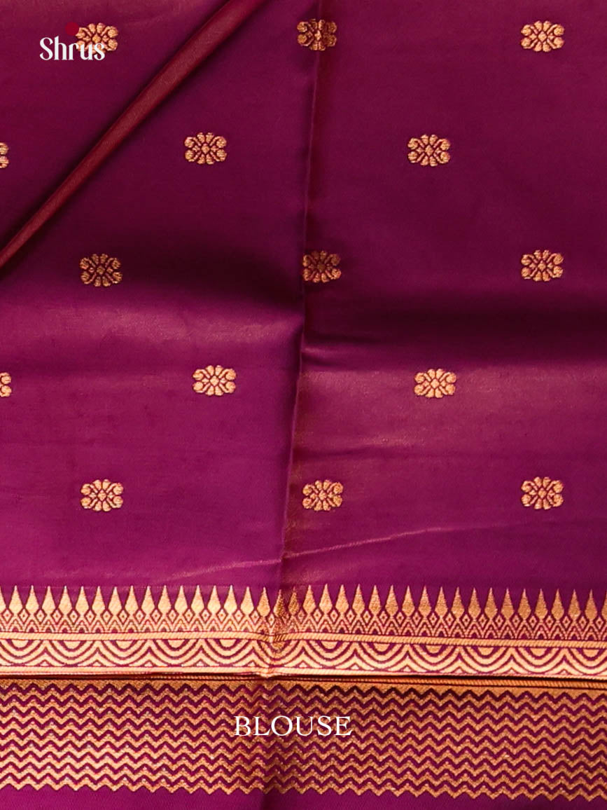Orangish Pink & Purple - Semi Softsilk Saree