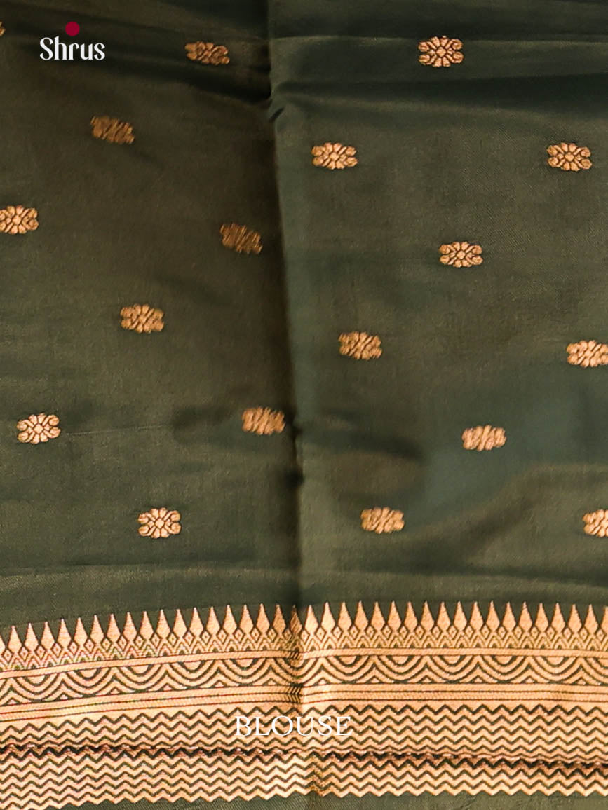 Mehandi Green & Green- Semi Softsilk Saree