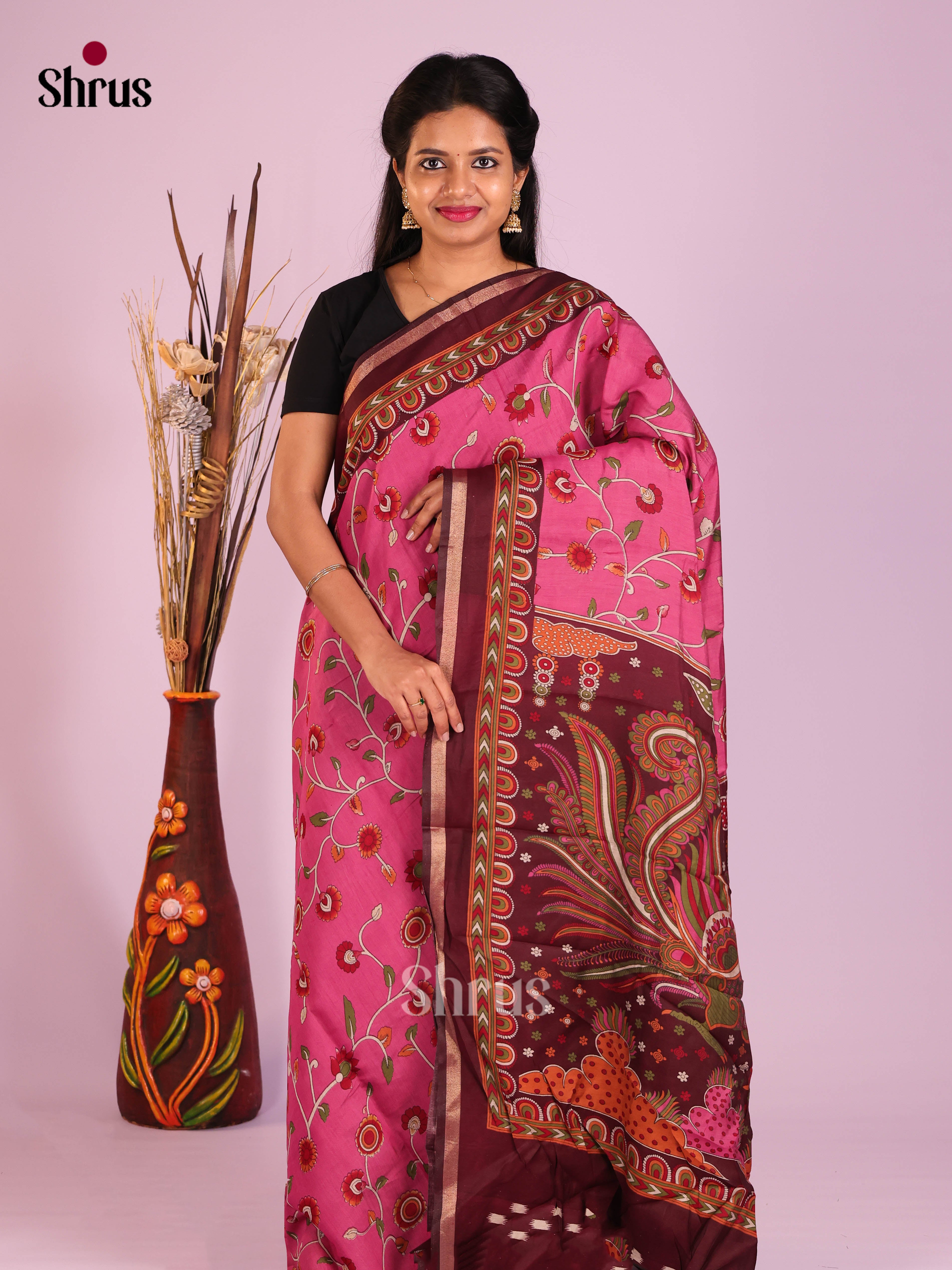 Pink & Maroon- Art Modal Saree
