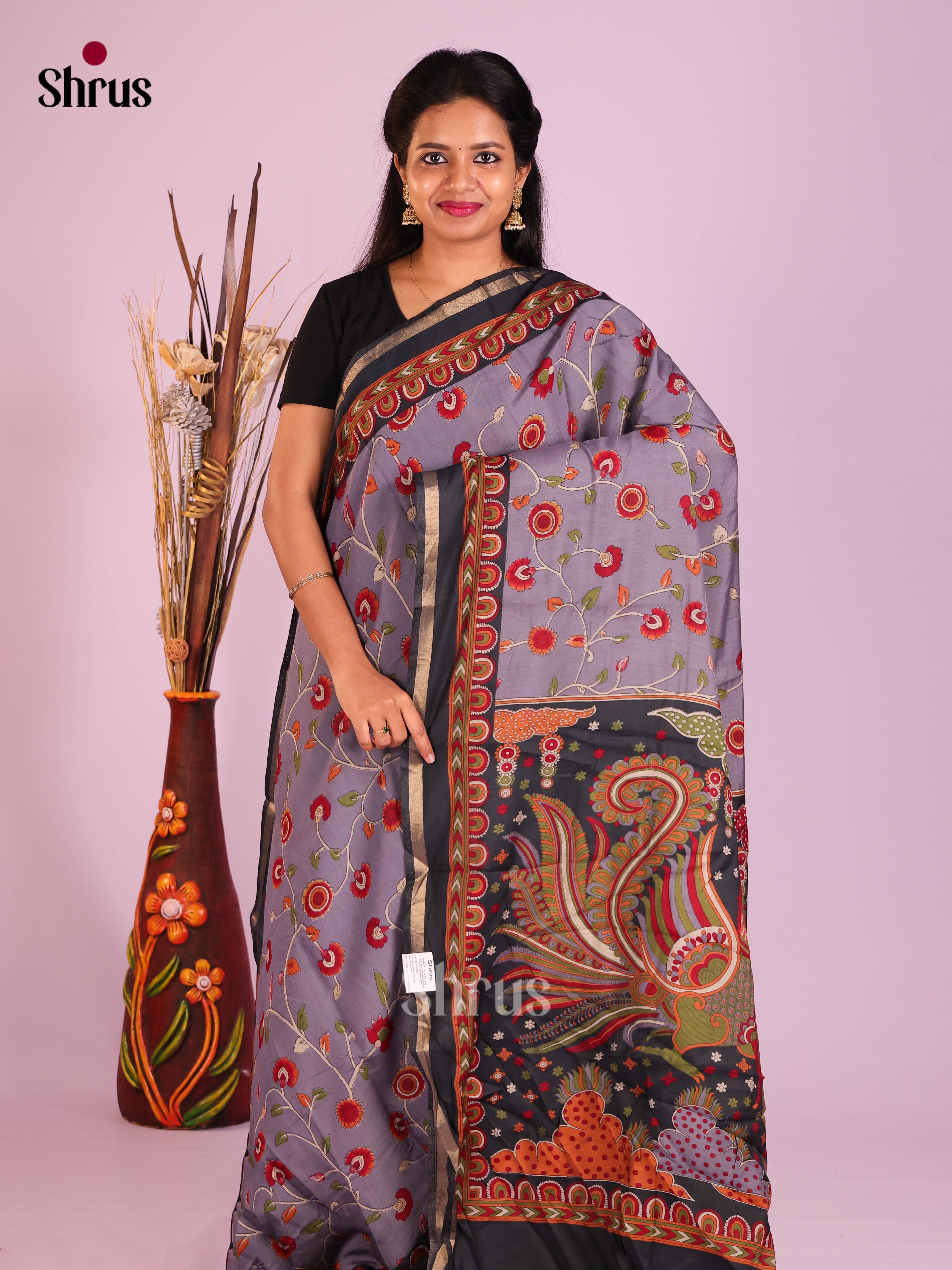 Grey & Black - Art Modal Saree