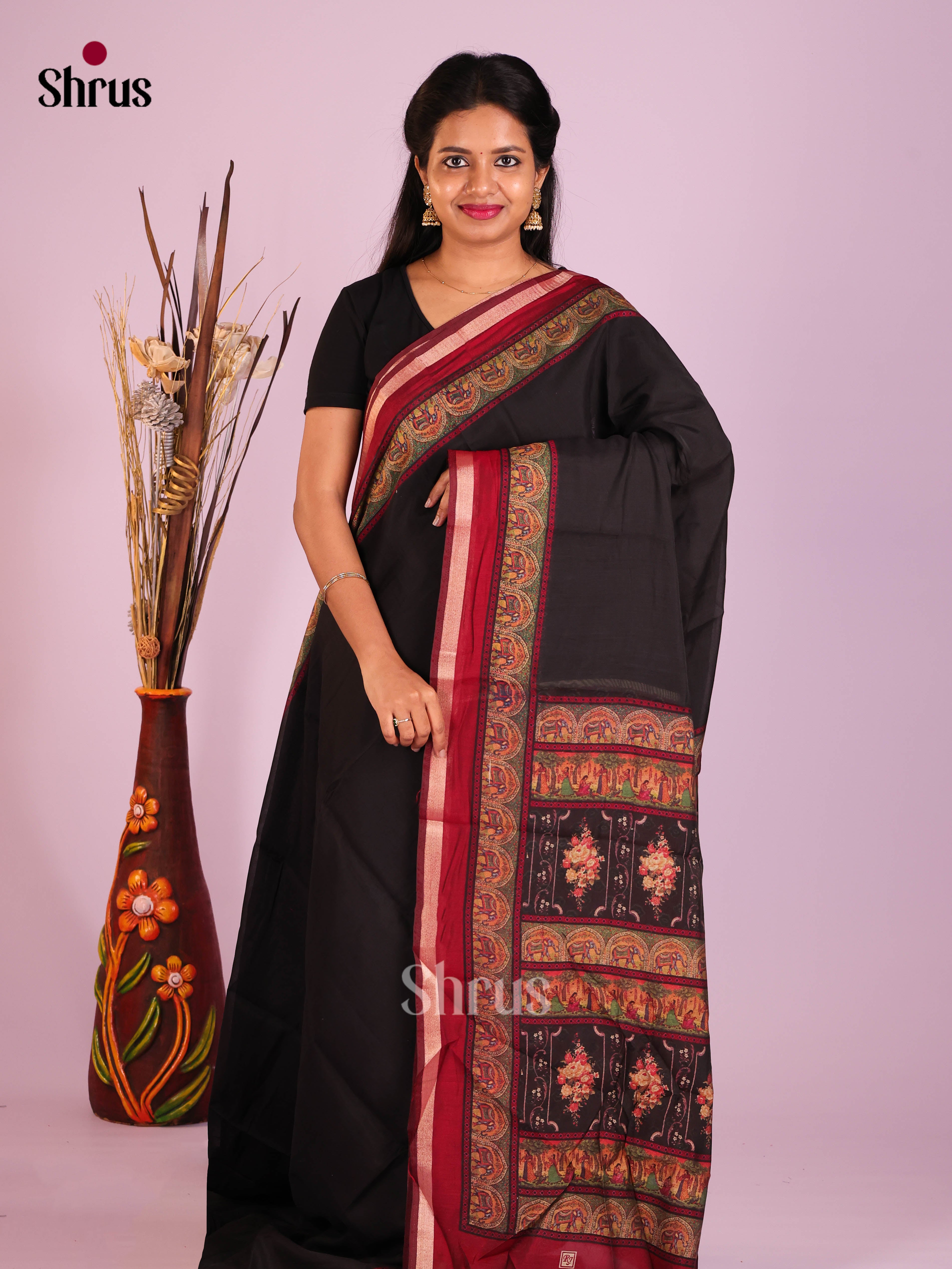 Black & Red - Art Modal Saree