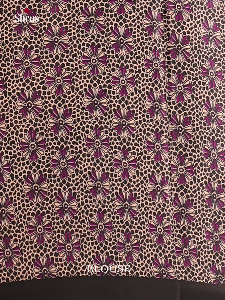 Purple & Black - Semi Modal Saree - Shop on Shrus.com