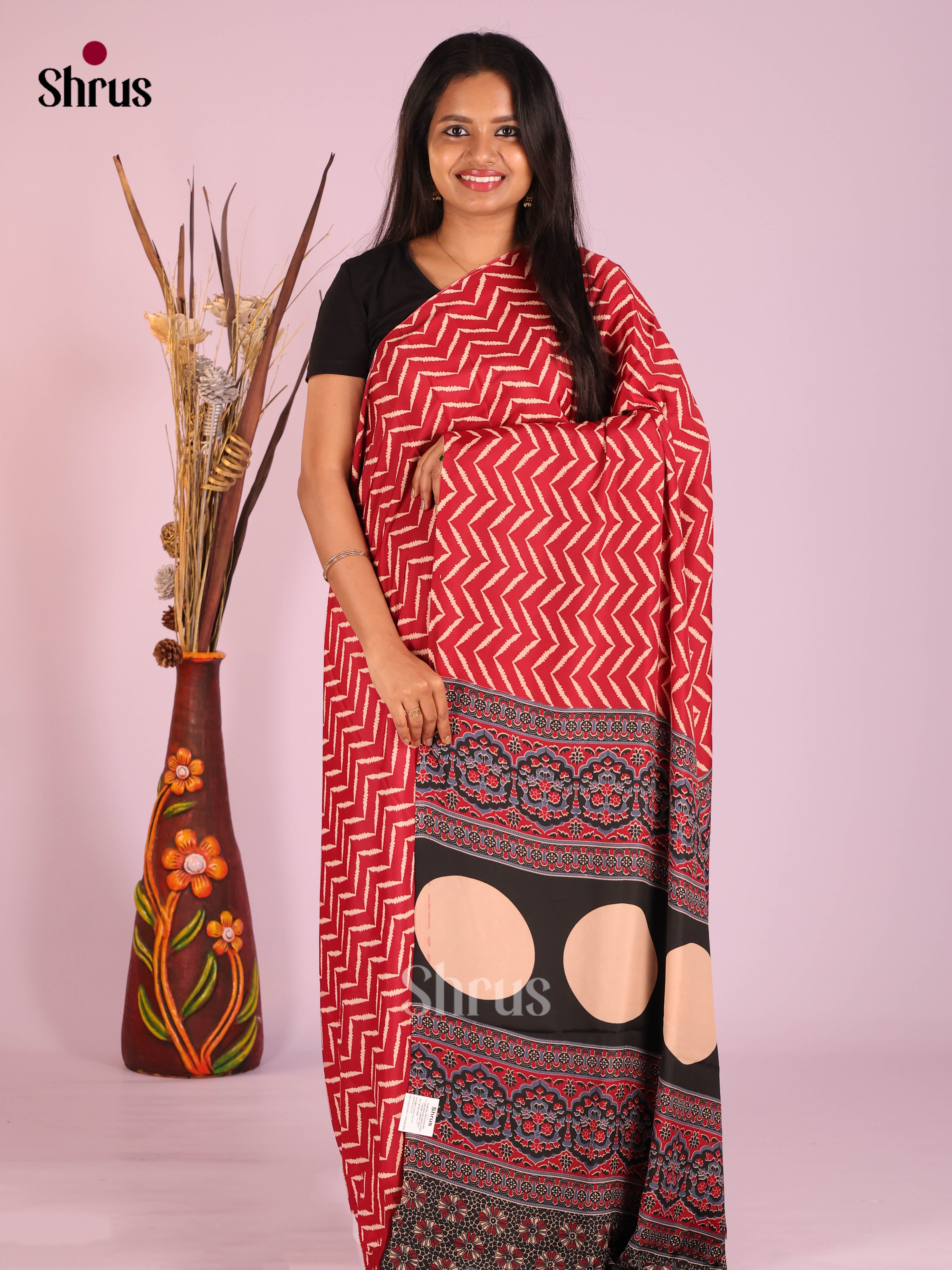 Red & Black- Semi Modal Saree