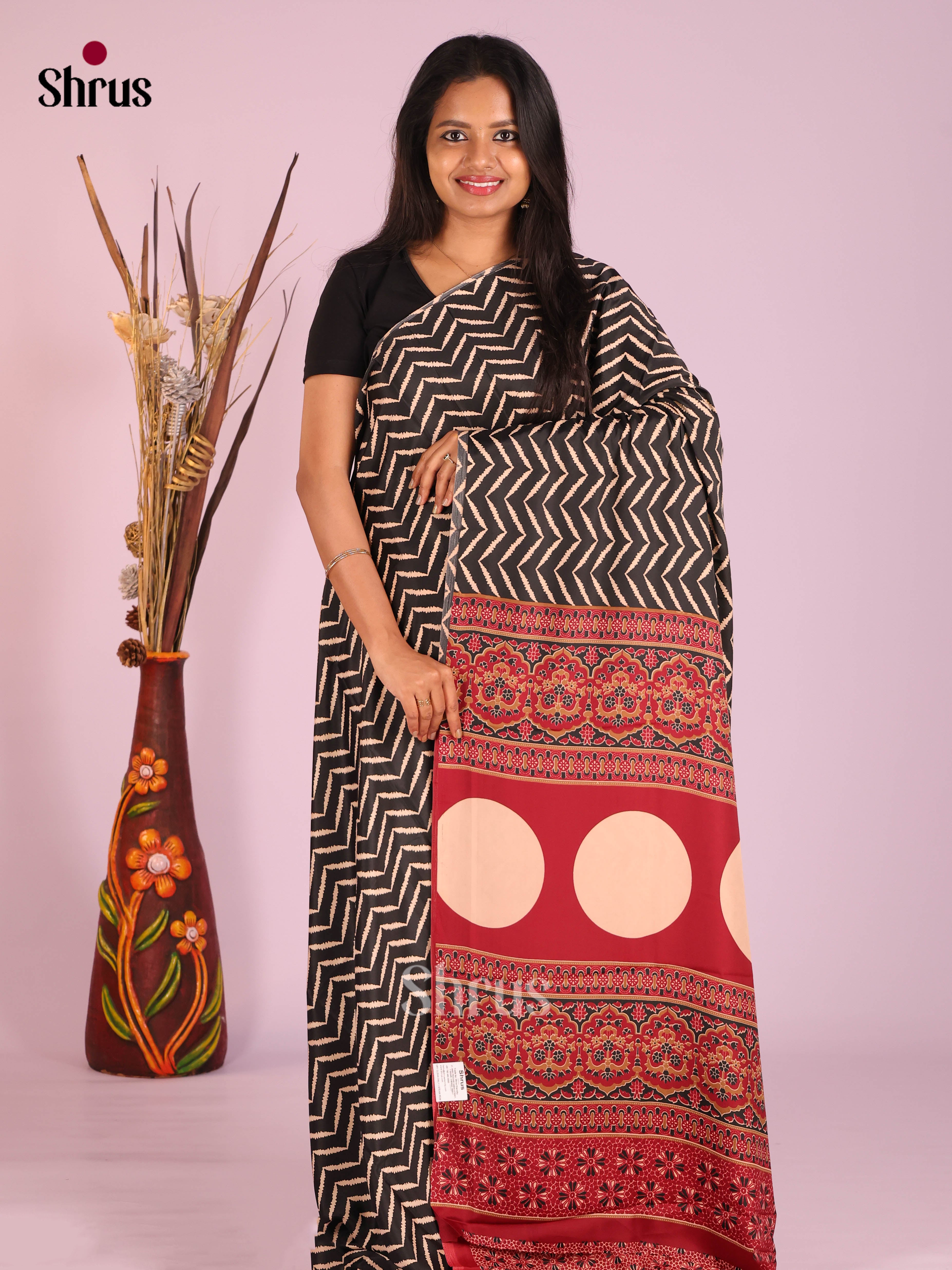 Black & Red - Semi Modal Saree