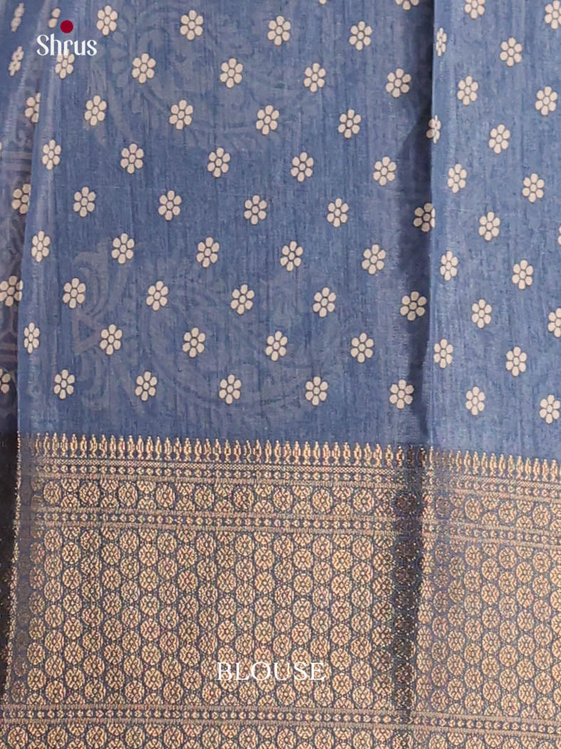 Blue - Semi Crepe Saree