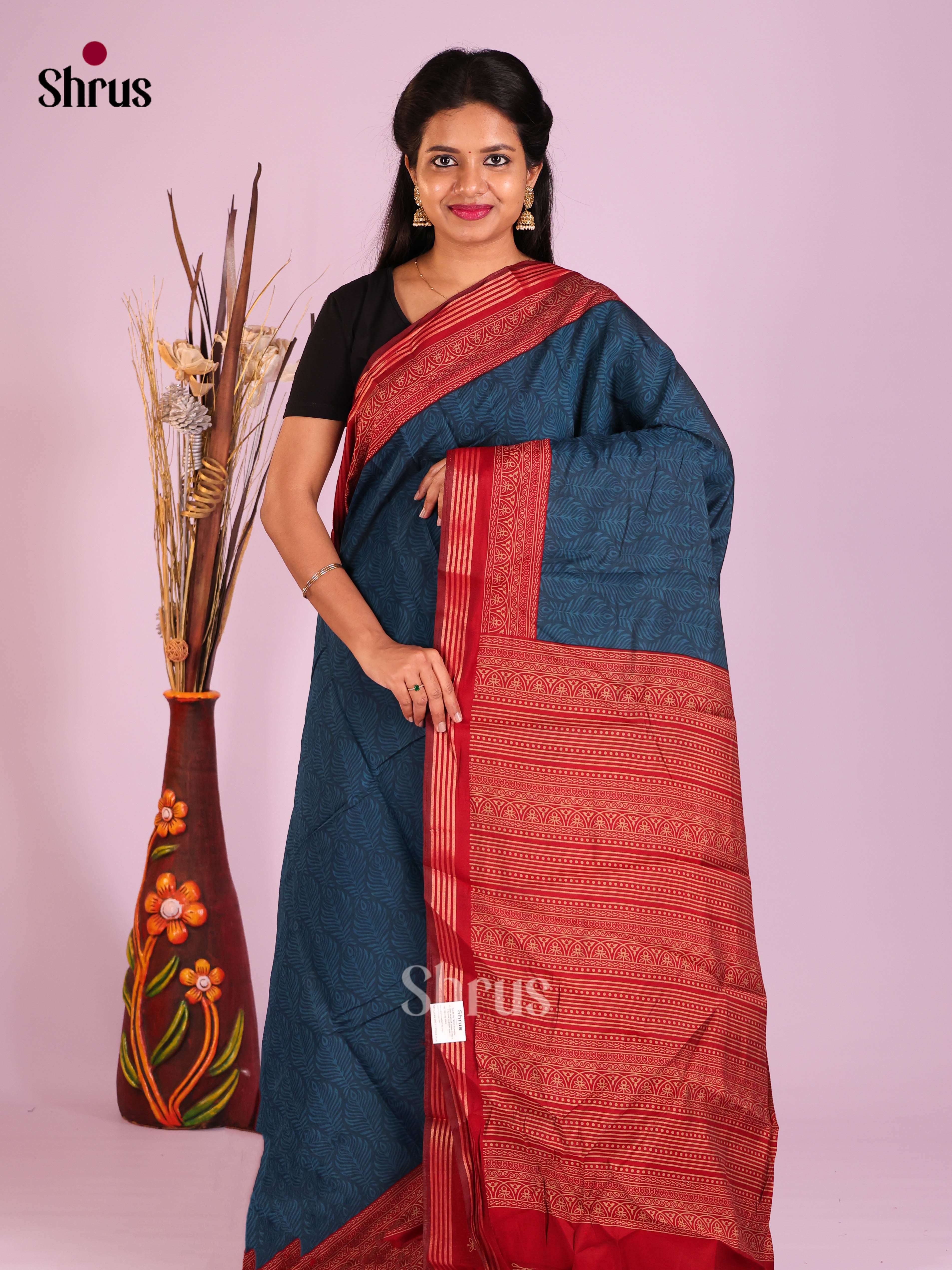 Blue & Red- Art Modal Saree