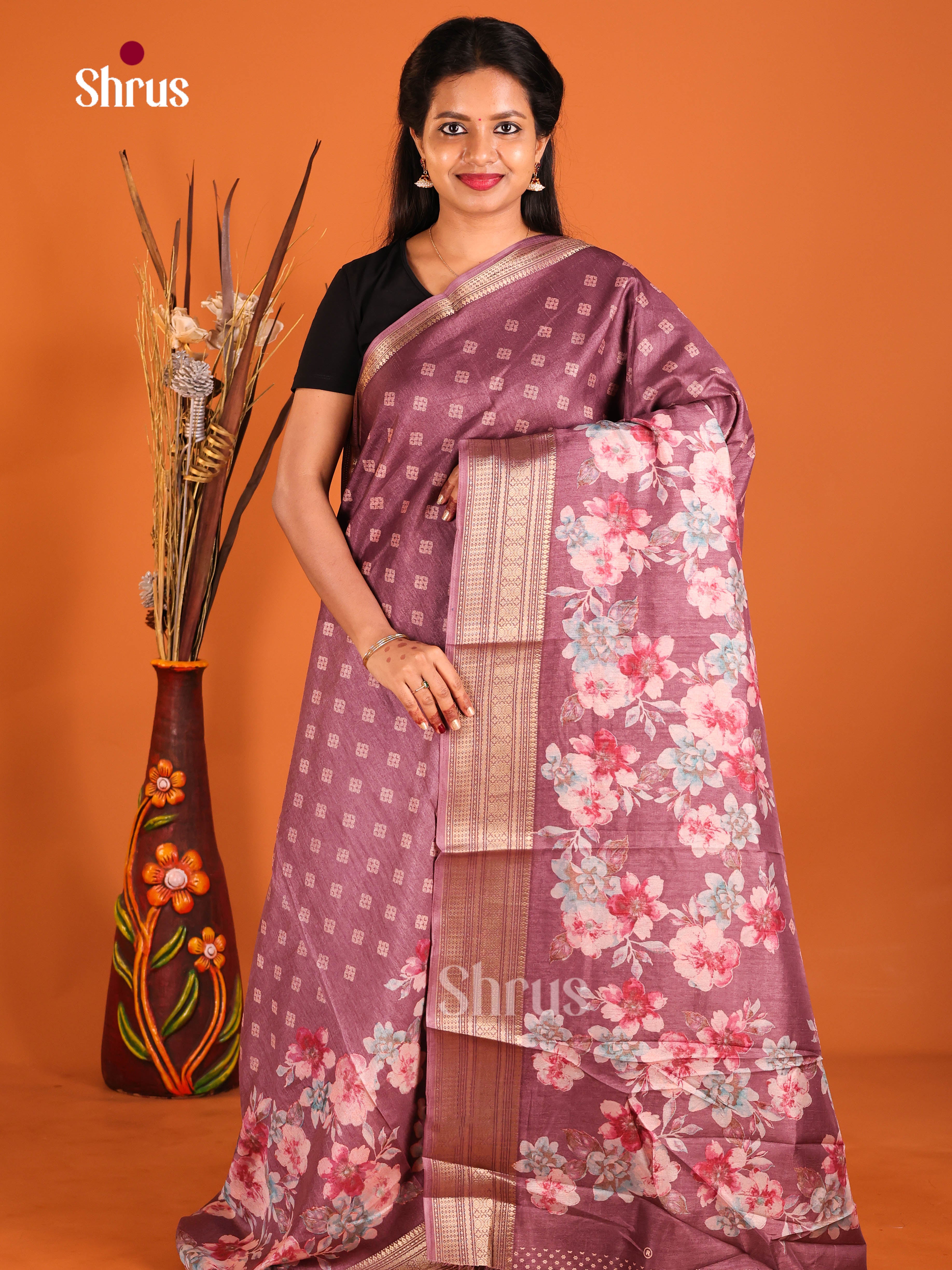 Onion Peel - Semi Crepe Saree - Shop on Shrus.com