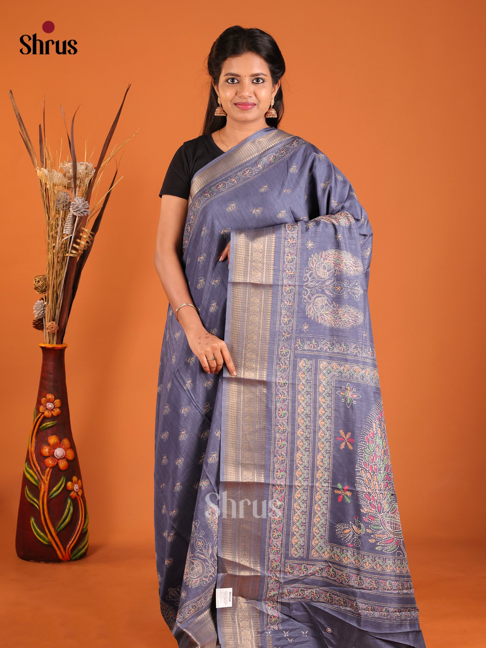 DIS12215 - Semi Crepe Saree - Shop on Shrus.com