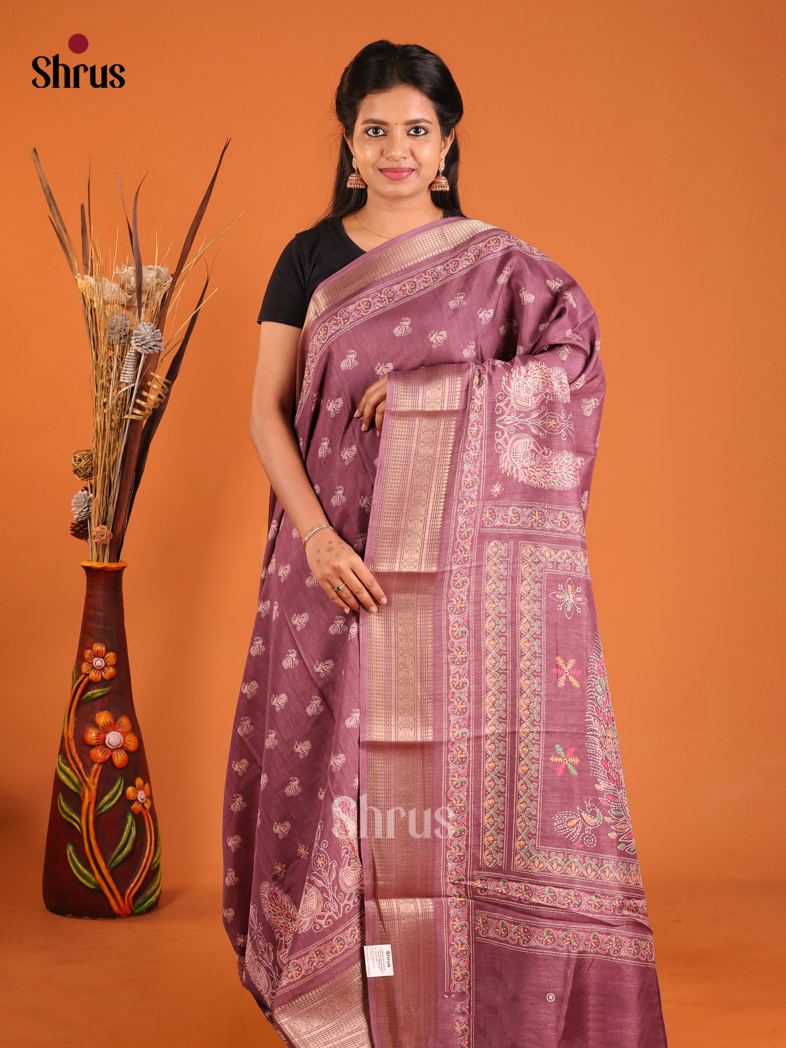 DIS12218 - Semi Crepe Saree - Shop on Shrus.com