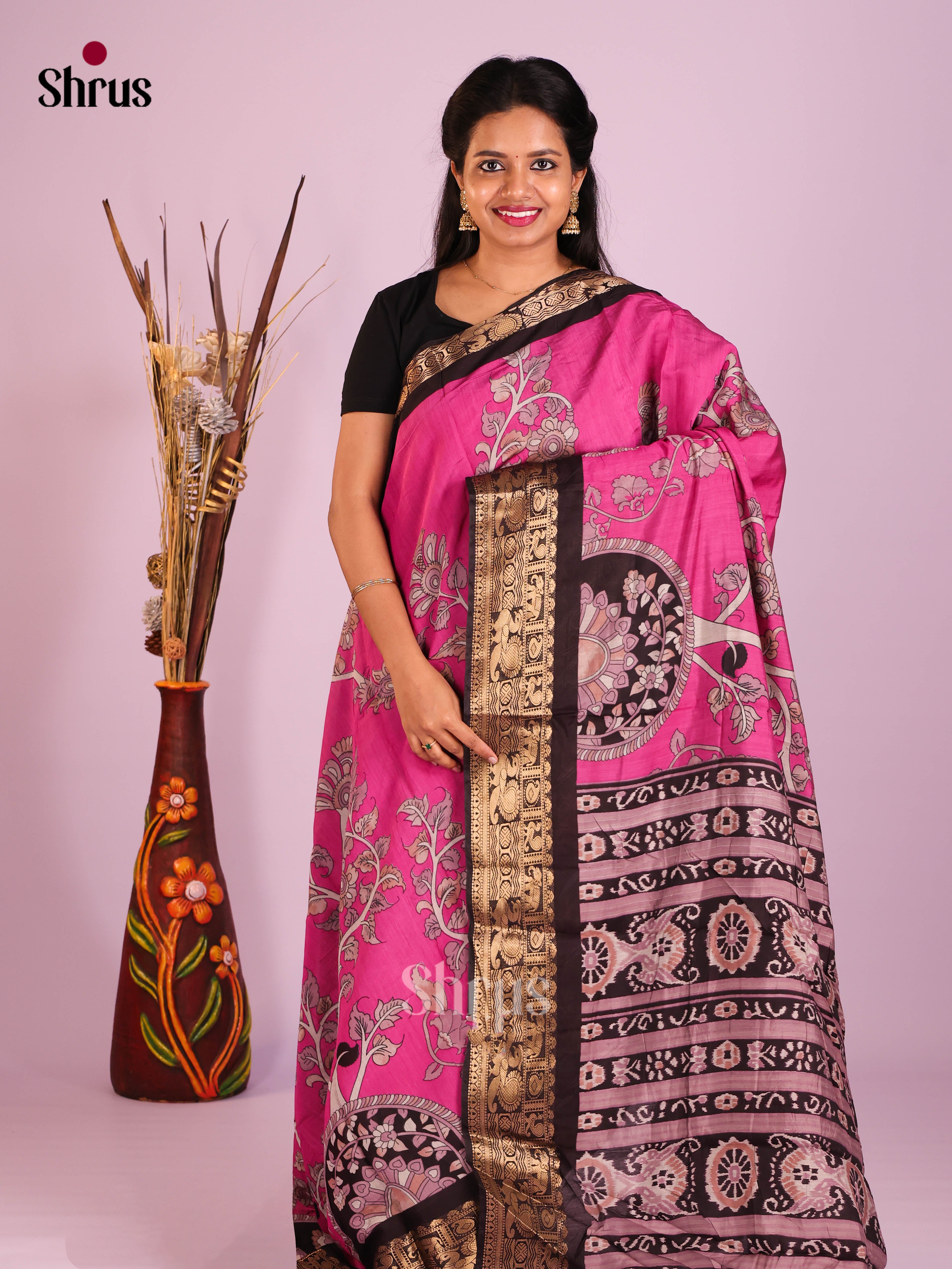 Pink - Semi Modal Saree
