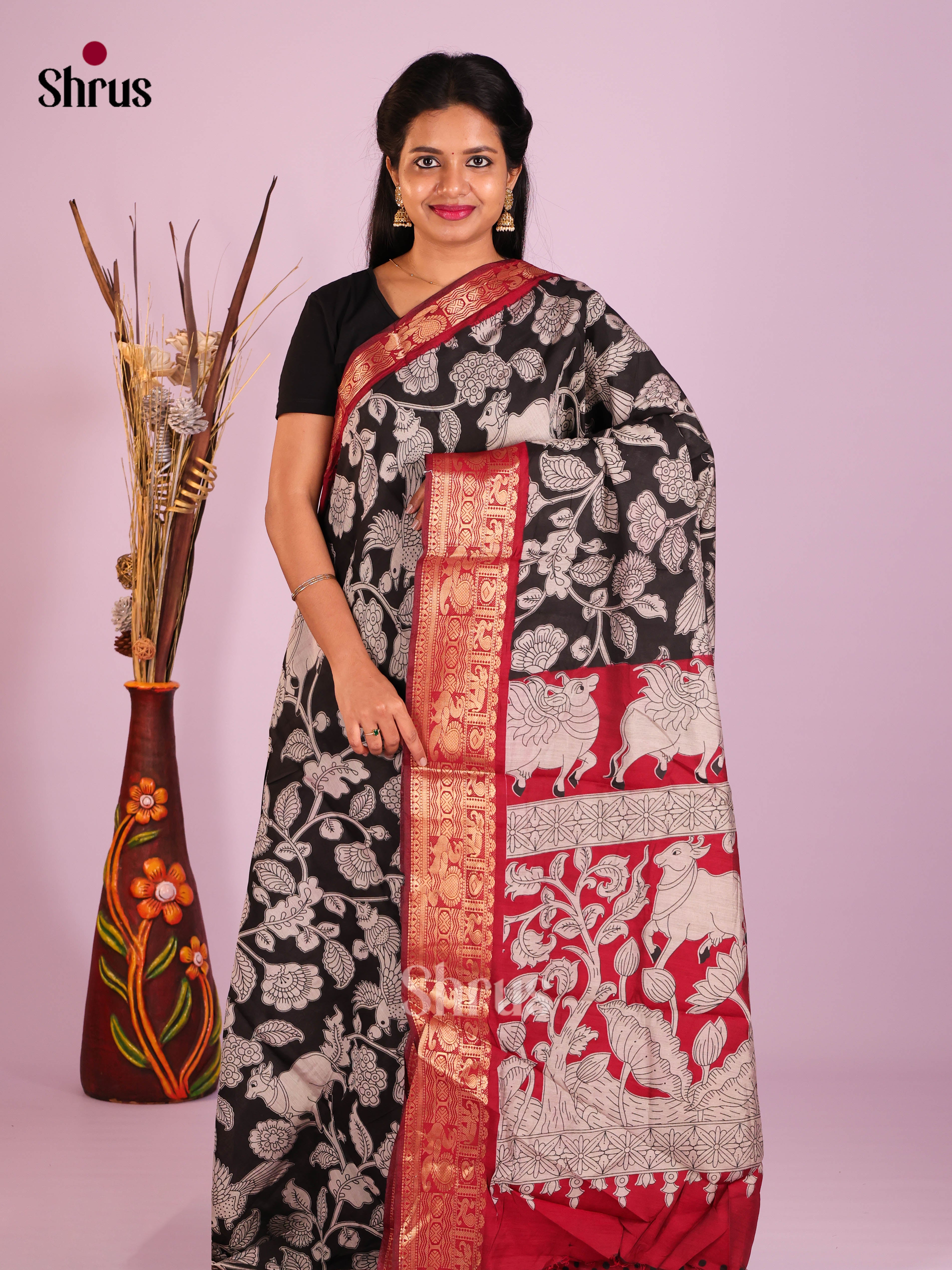Black & Red- Semi Modal Saree