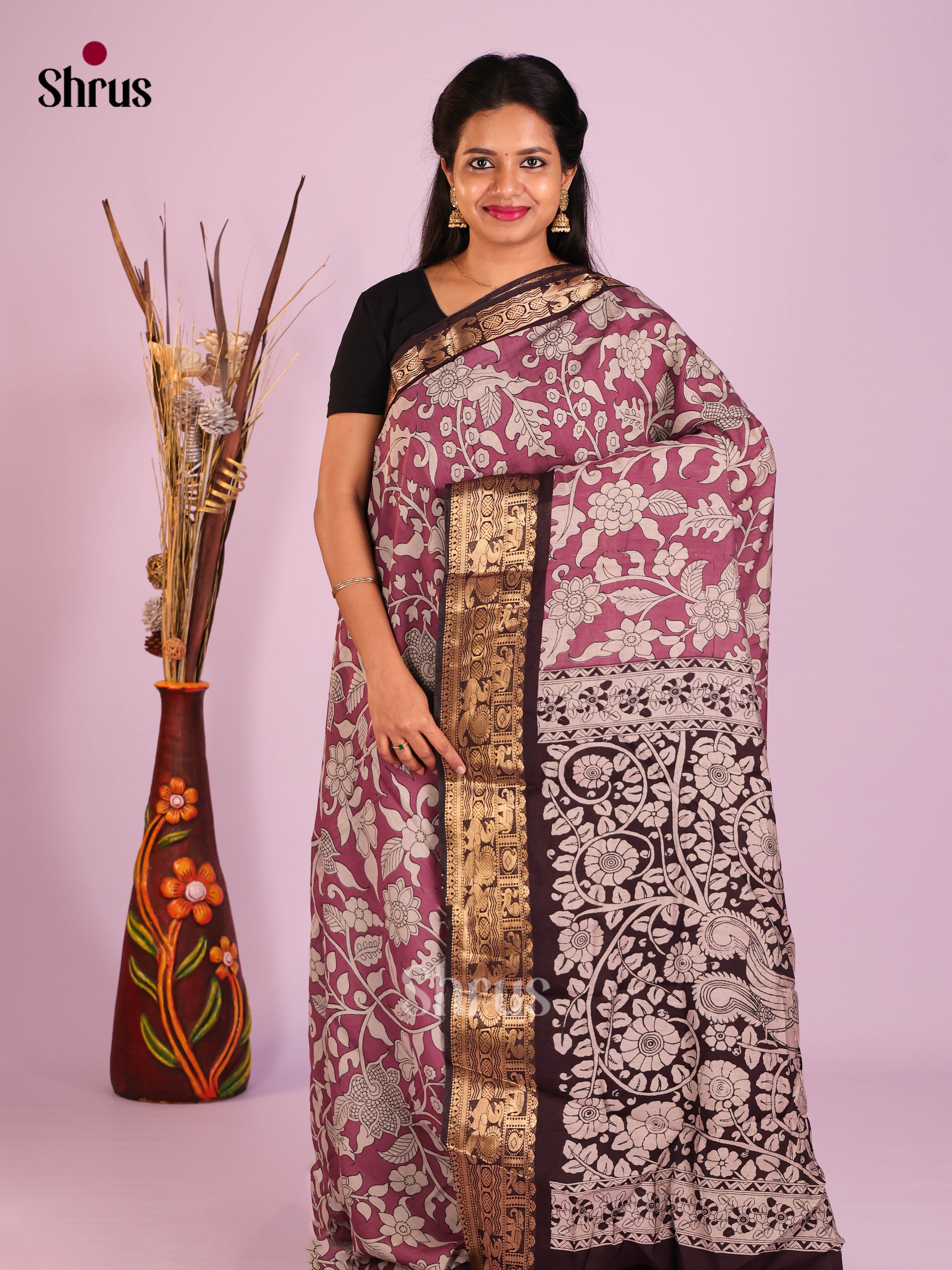 Purple & Black- Semi Modal Saree