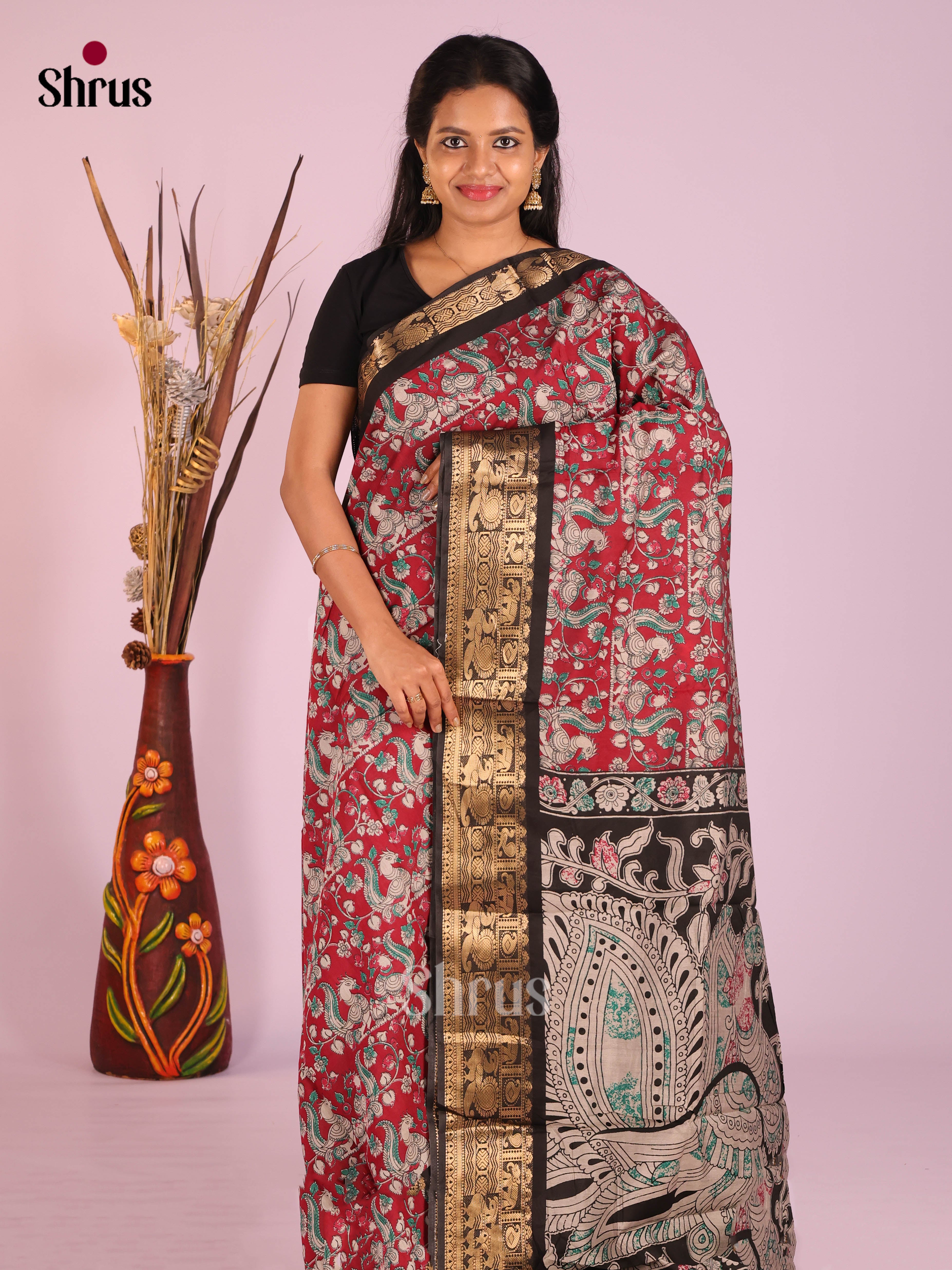 Red & Black - Semi Modal Saree