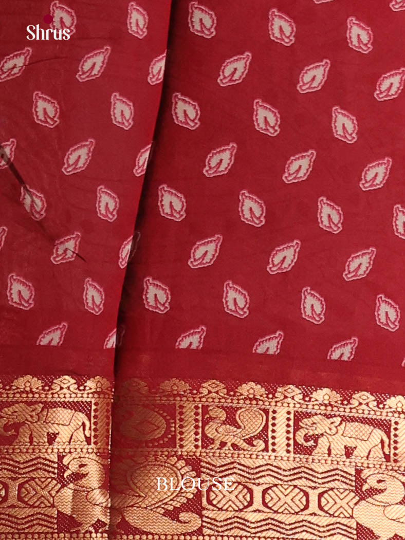 Blue & Red - Semi Modal Saree