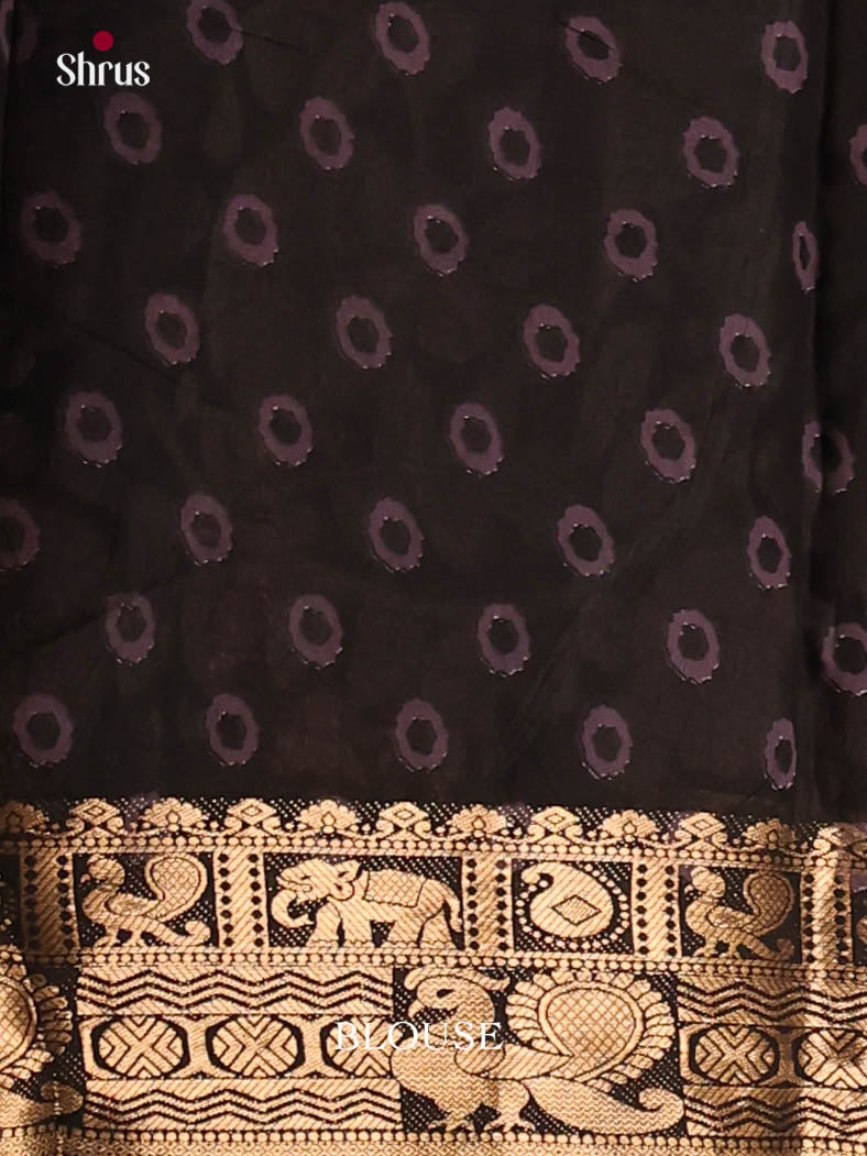 Dark Lavender & Black - Semi Modal Saree