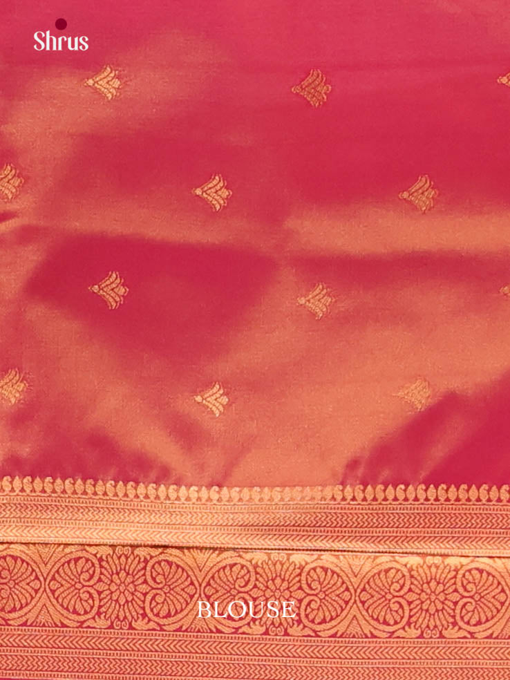 Green & Orange - Semi Softsilk Saree