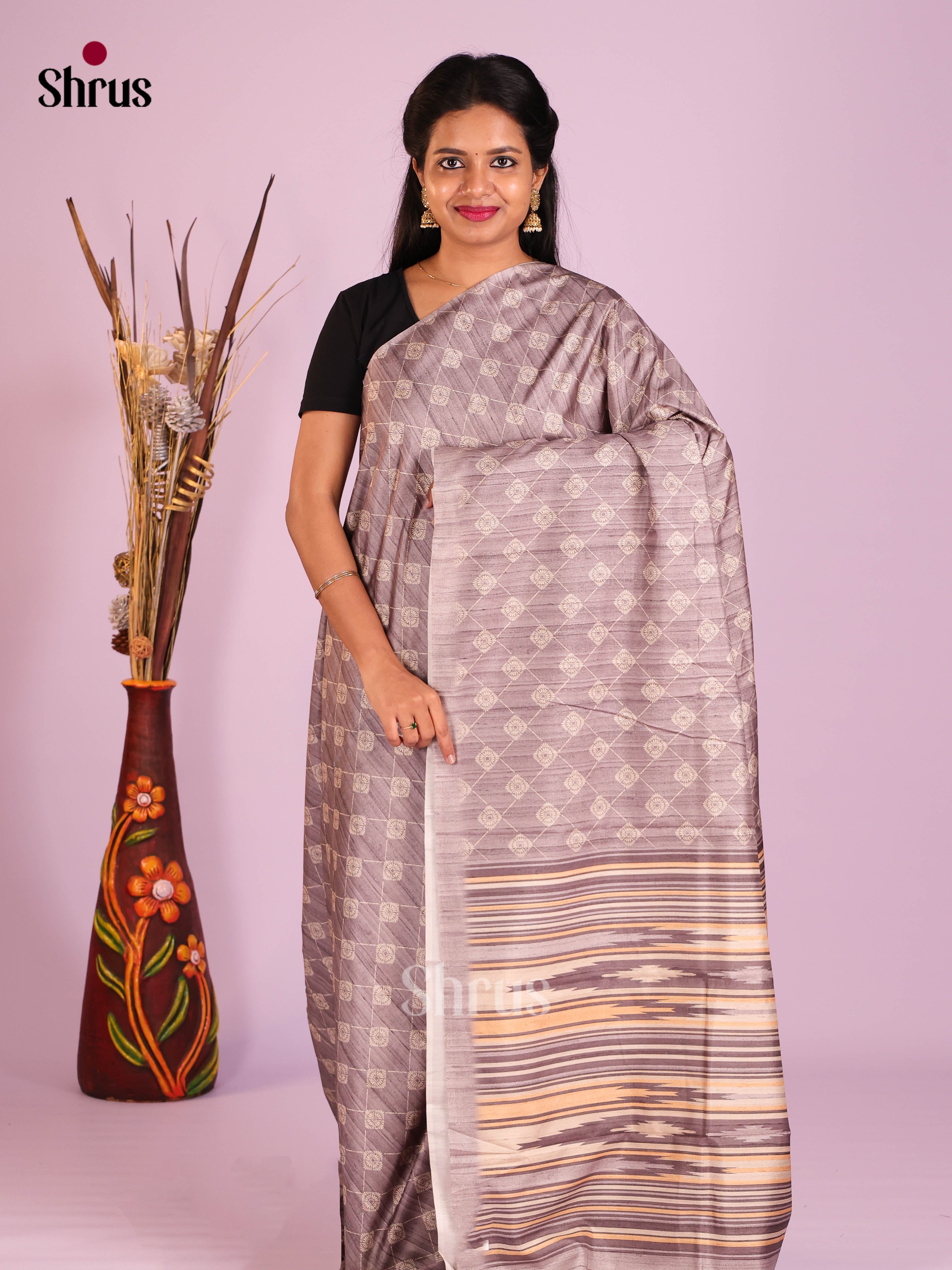 Grey - Semi Modal Saree