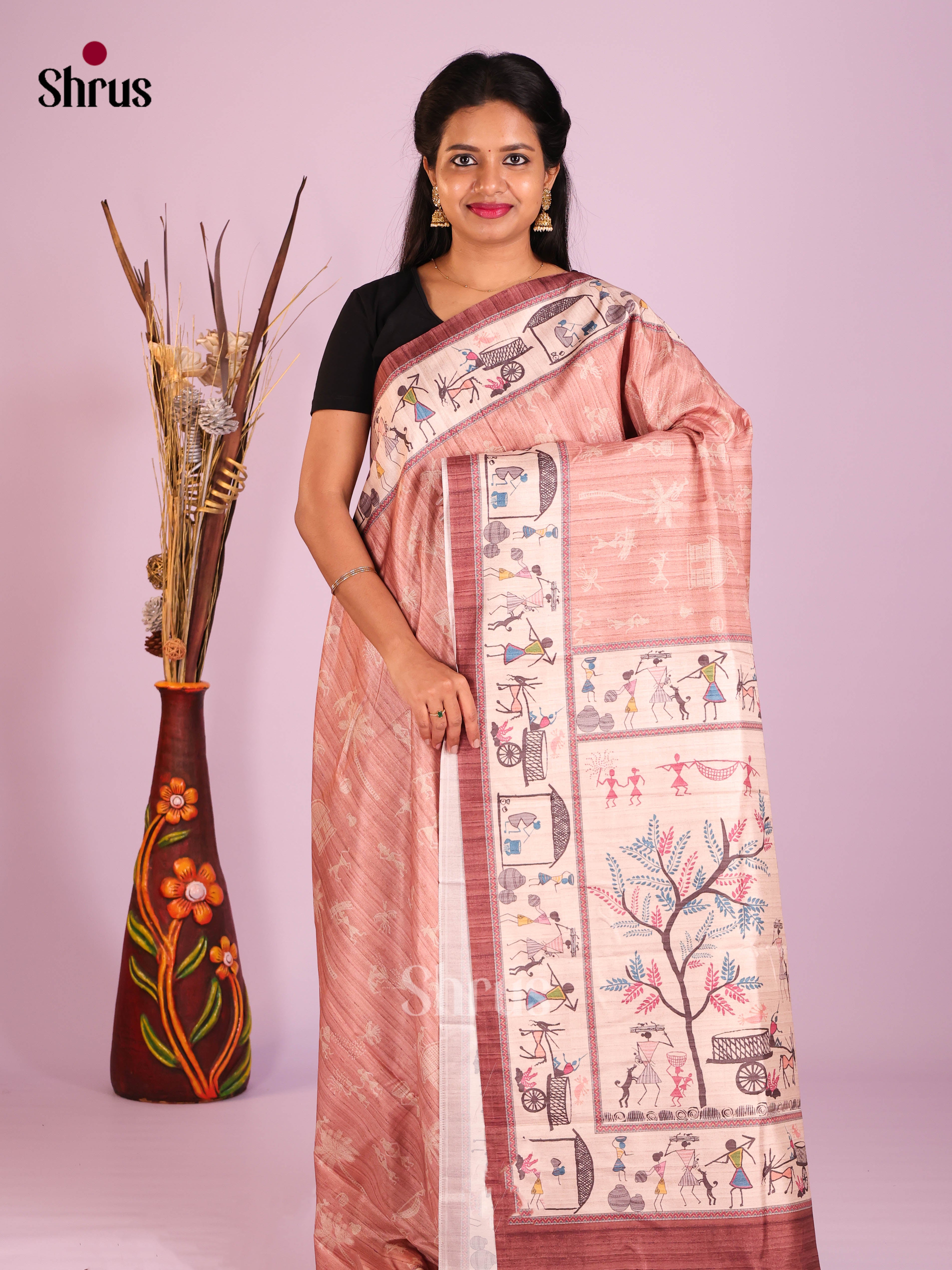 Dusty Brown - Semi Modal Saree