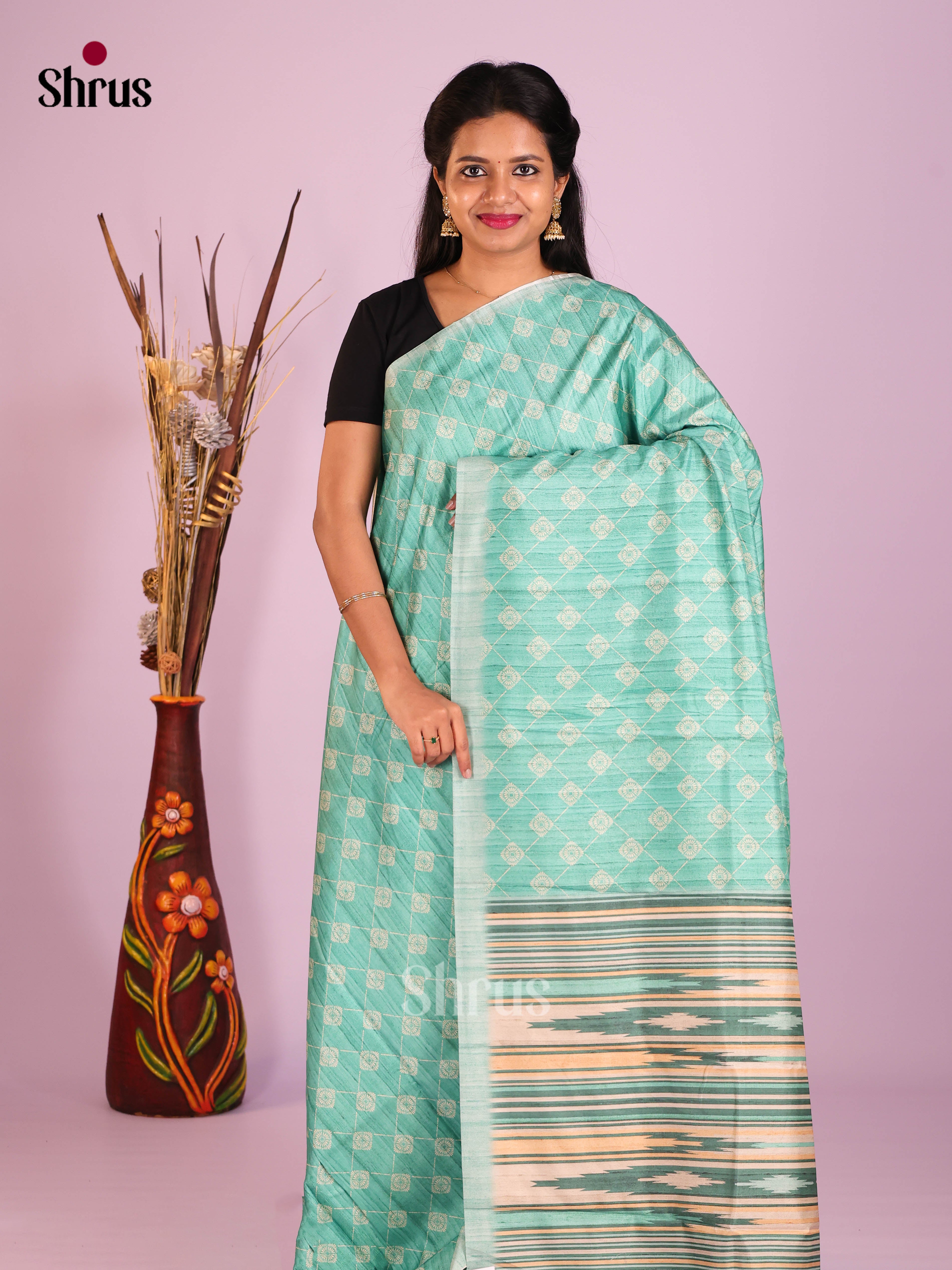 Teal Green- Semi Modal Saree