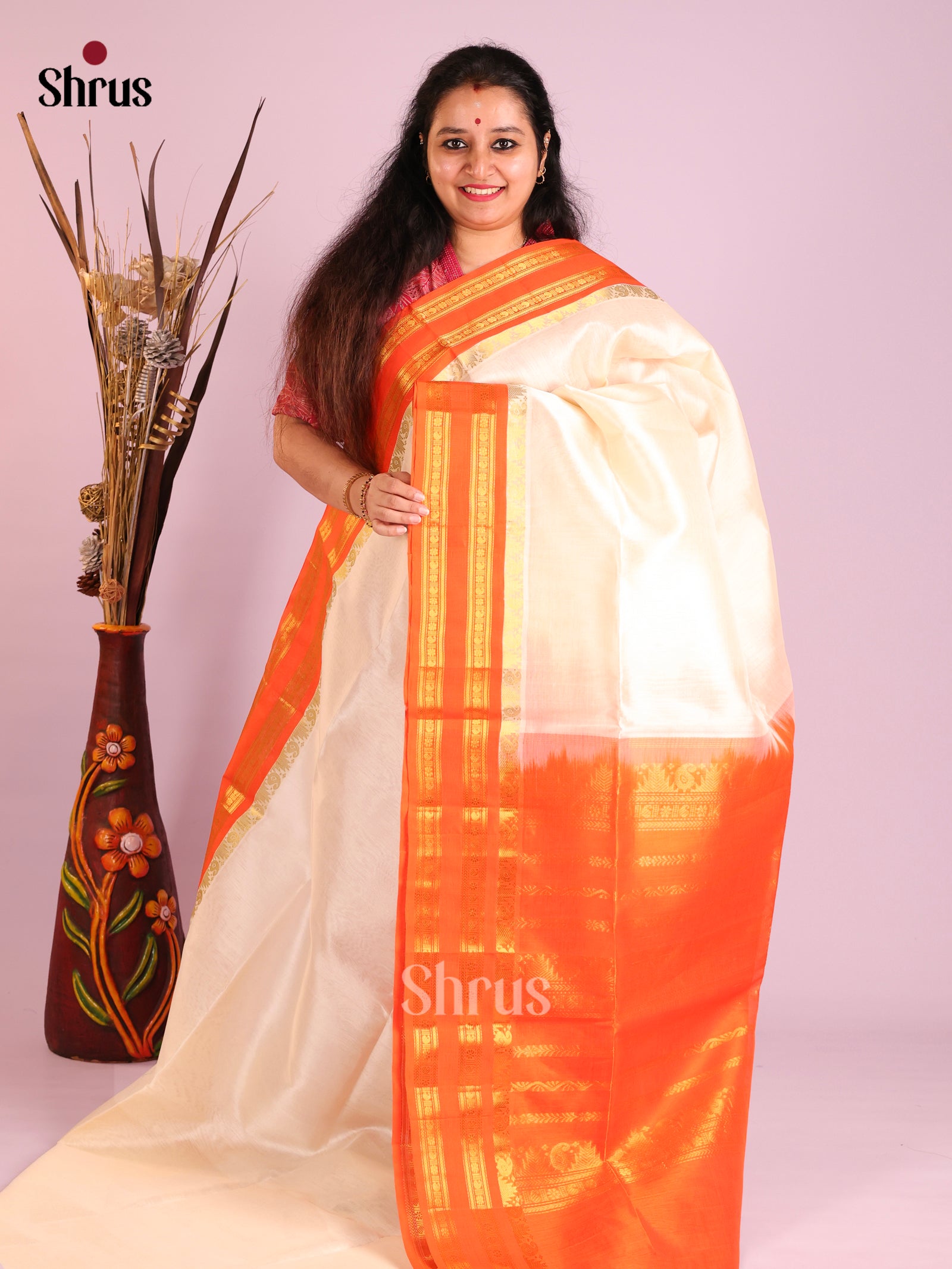 DIS13882 - Korvai-Small border Saree - Shop on Shrus.com