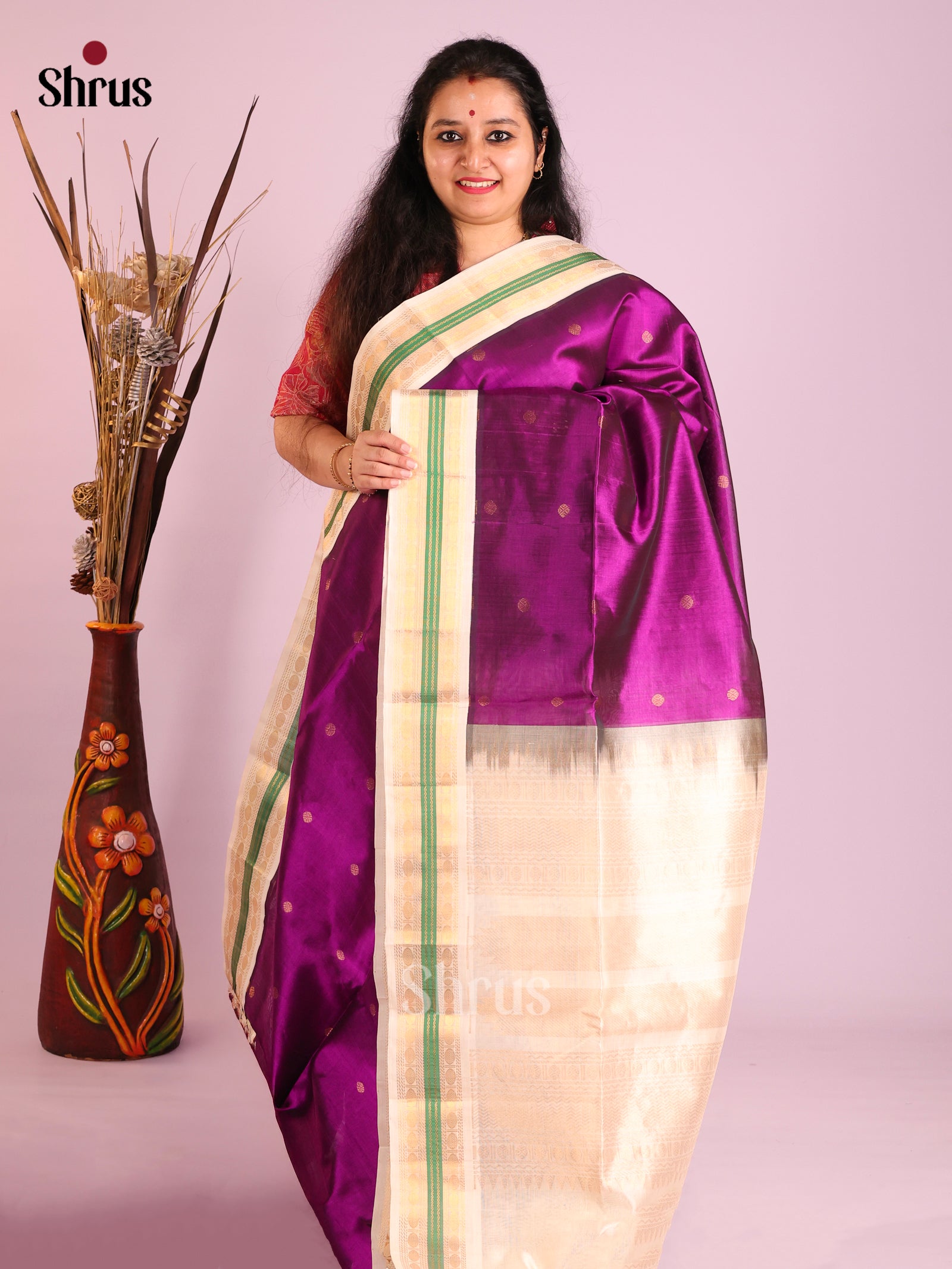 DIS13890 - Korvai-Small border Saree