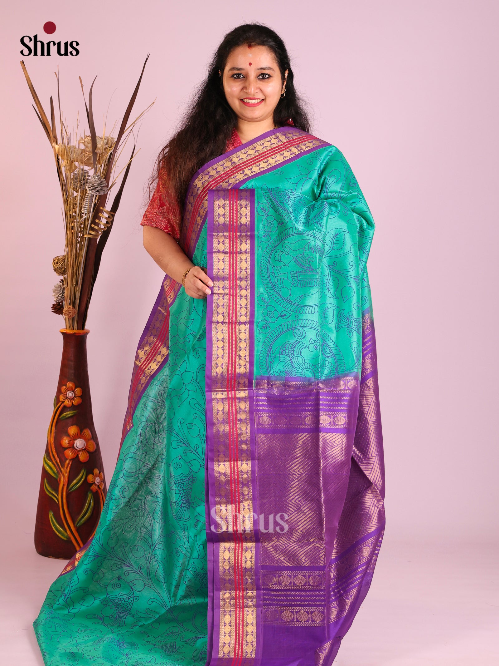 DIS13909 - Temple-border Saree