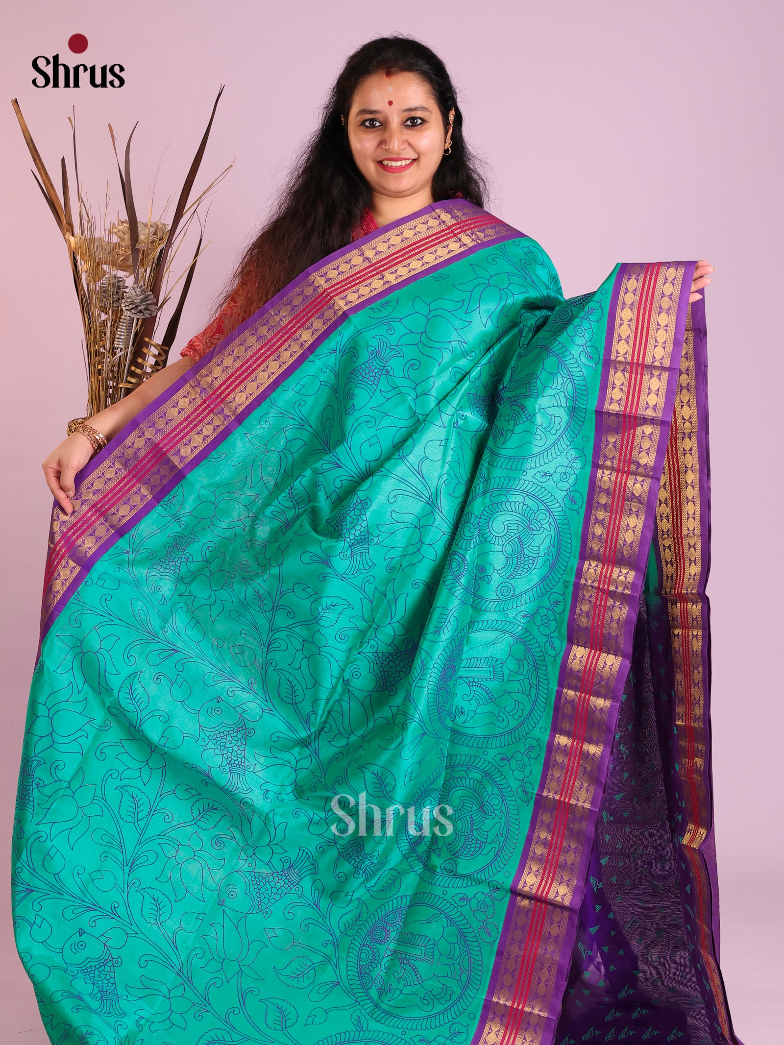 DIS13909 - Temple-border Saree