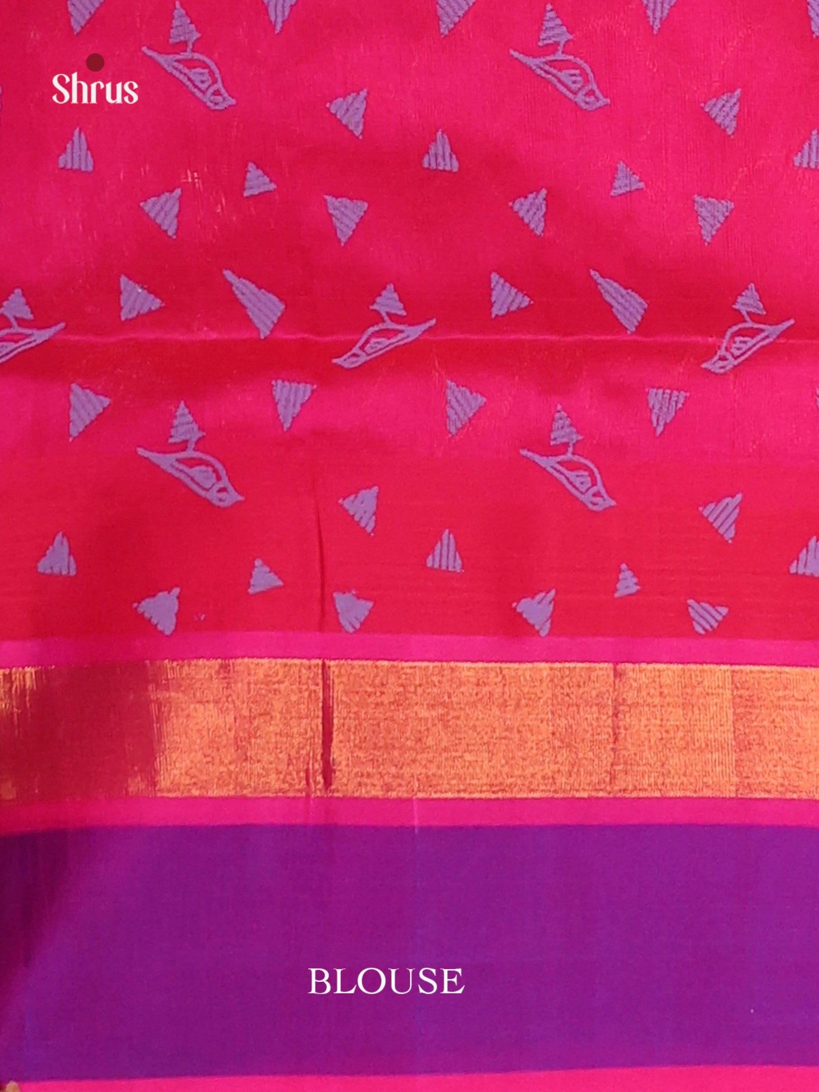 Lavender Pink red Temple border Saree 2