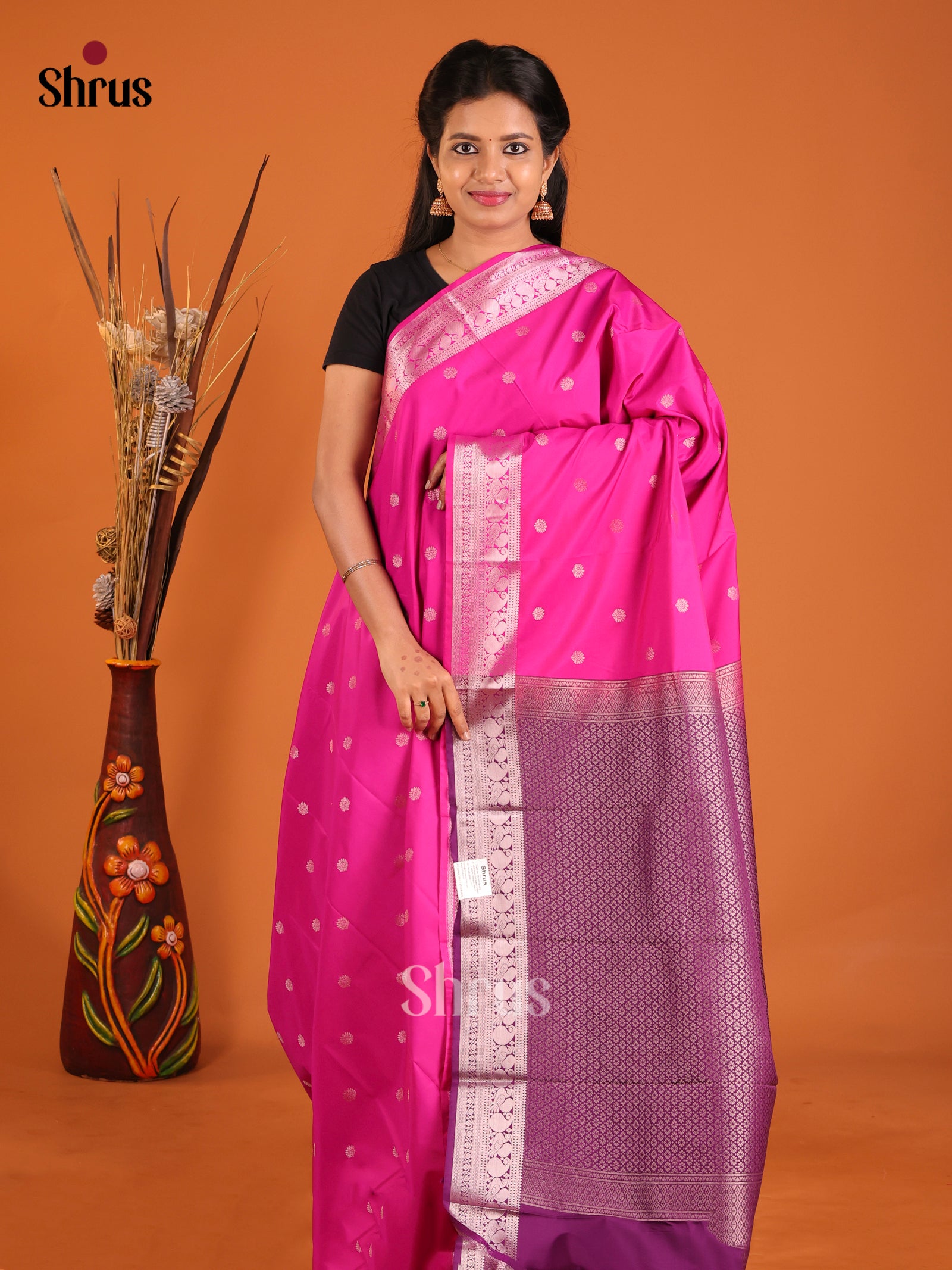rani Pink & Purple - Semi Kanchipuram Saree
