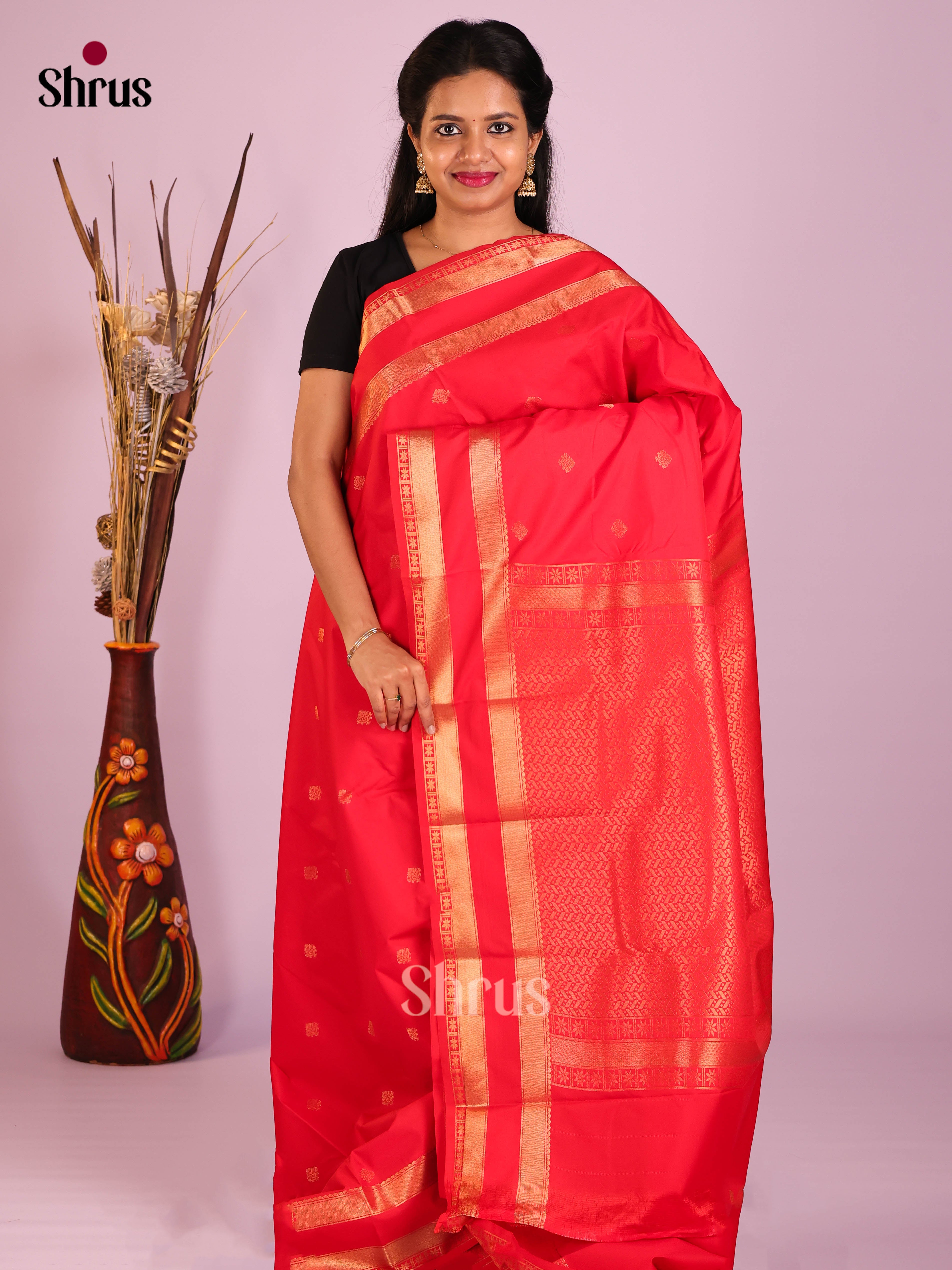DIS13977 - Semi Kanchipuram Saree - Shop on Shrus.com