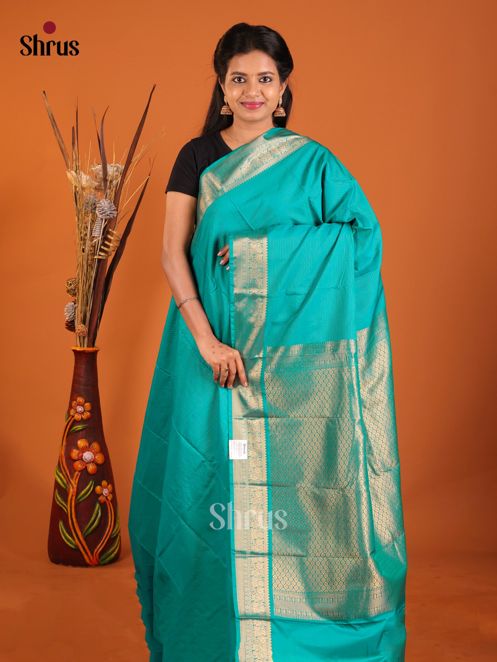 Teal - Semi Kanchipuram Saree