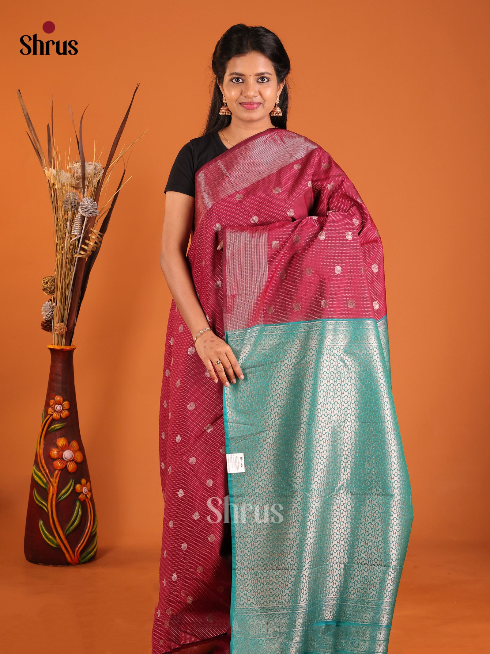 Maroon & Green- Semi Kanchipuram Saree