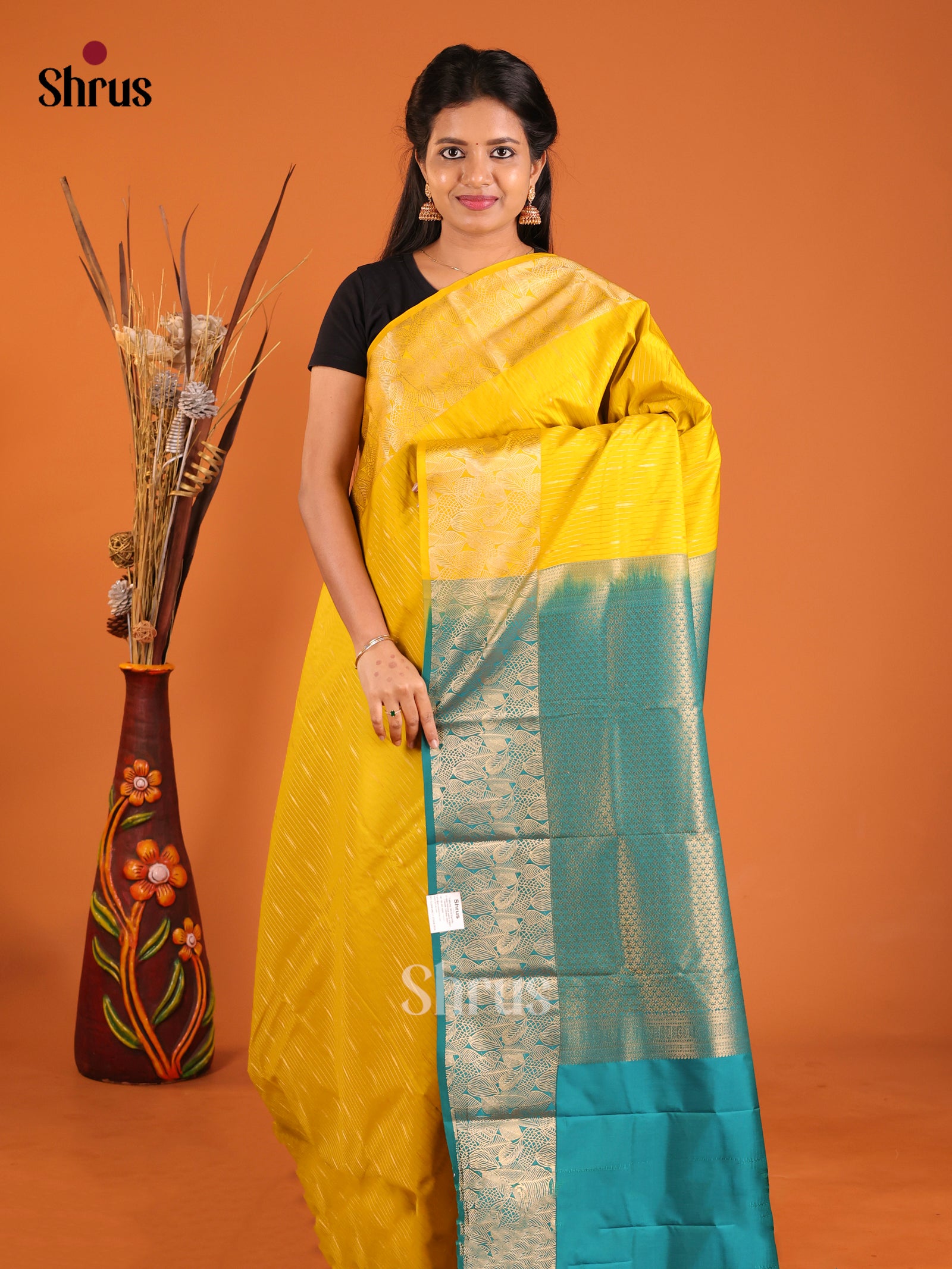 Yellow & Green- Semi Kanchipuram Saree