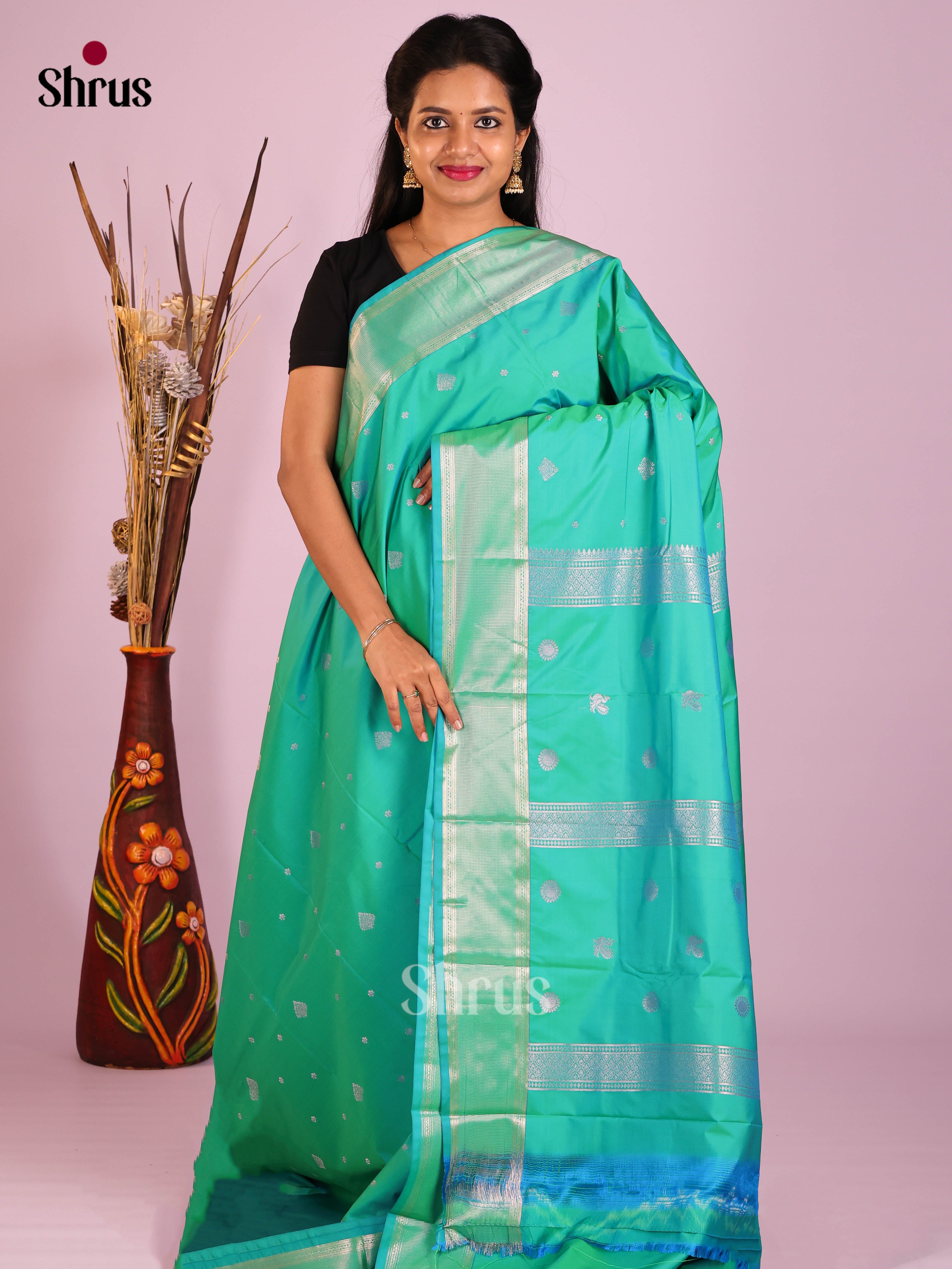 Pastel Green - Semi Kanchipuram Saree