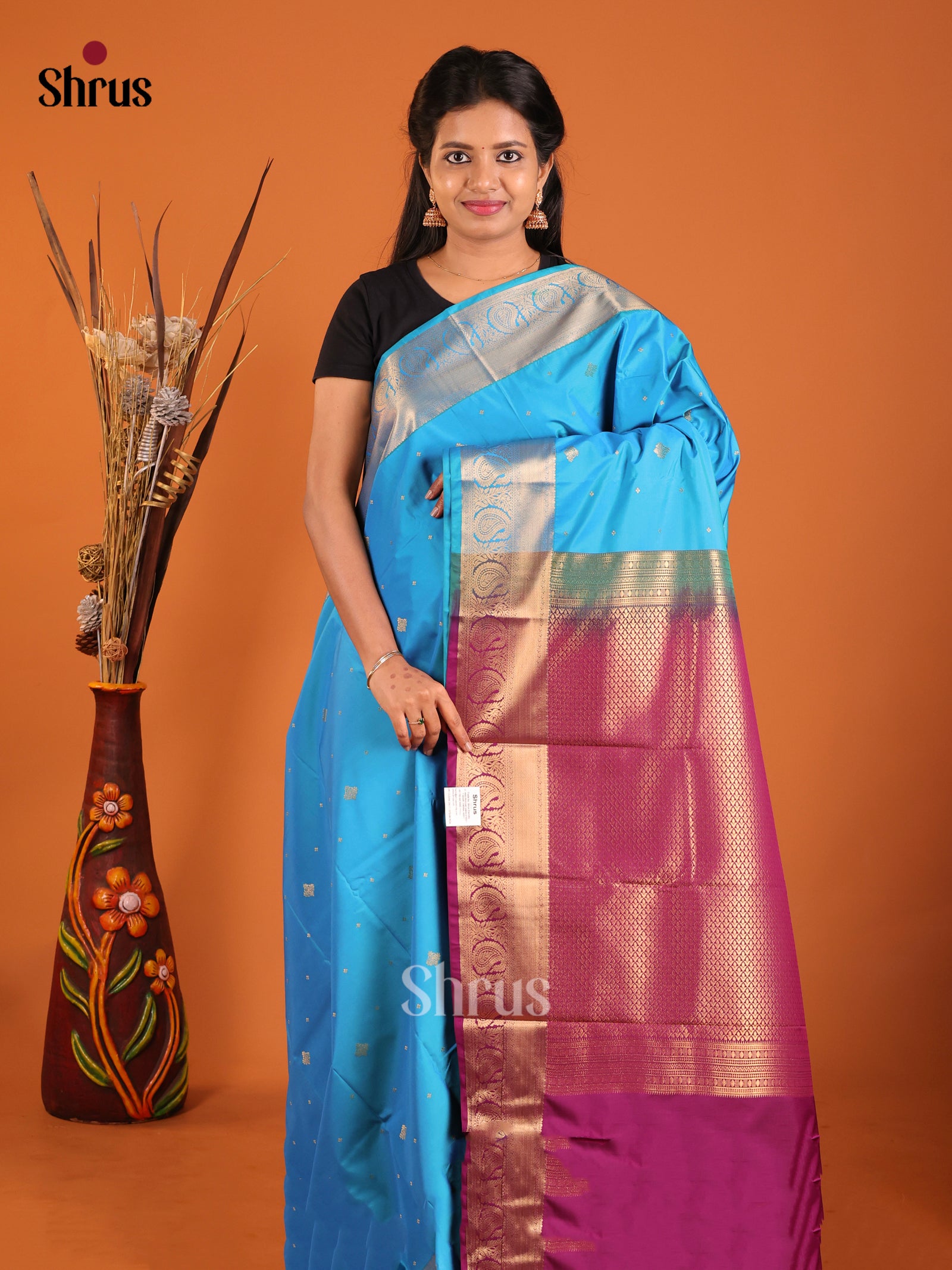 Blue & Purple- Semi Kanchipuram Saree