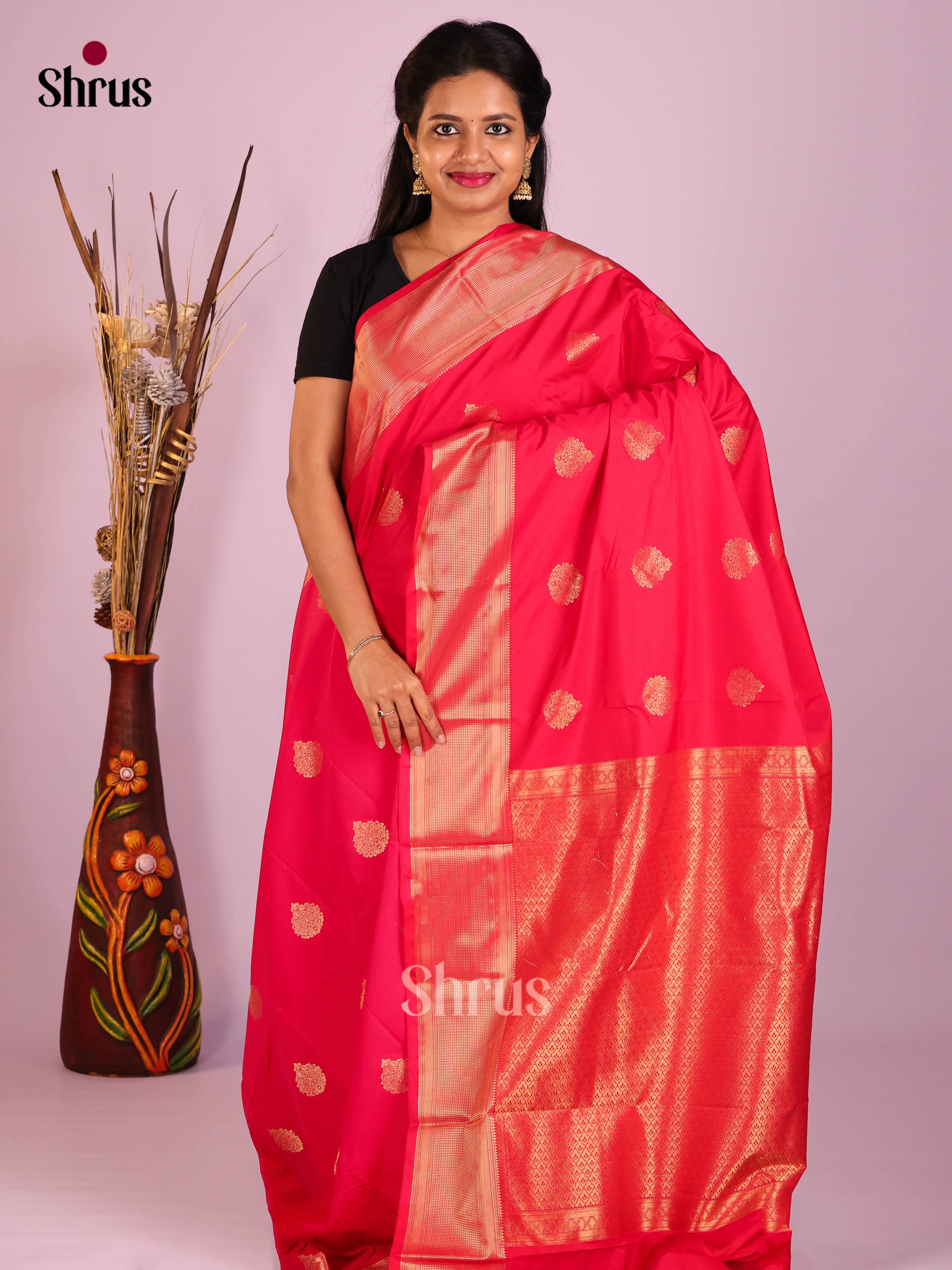 Red - Semi Kanchipuram Saree