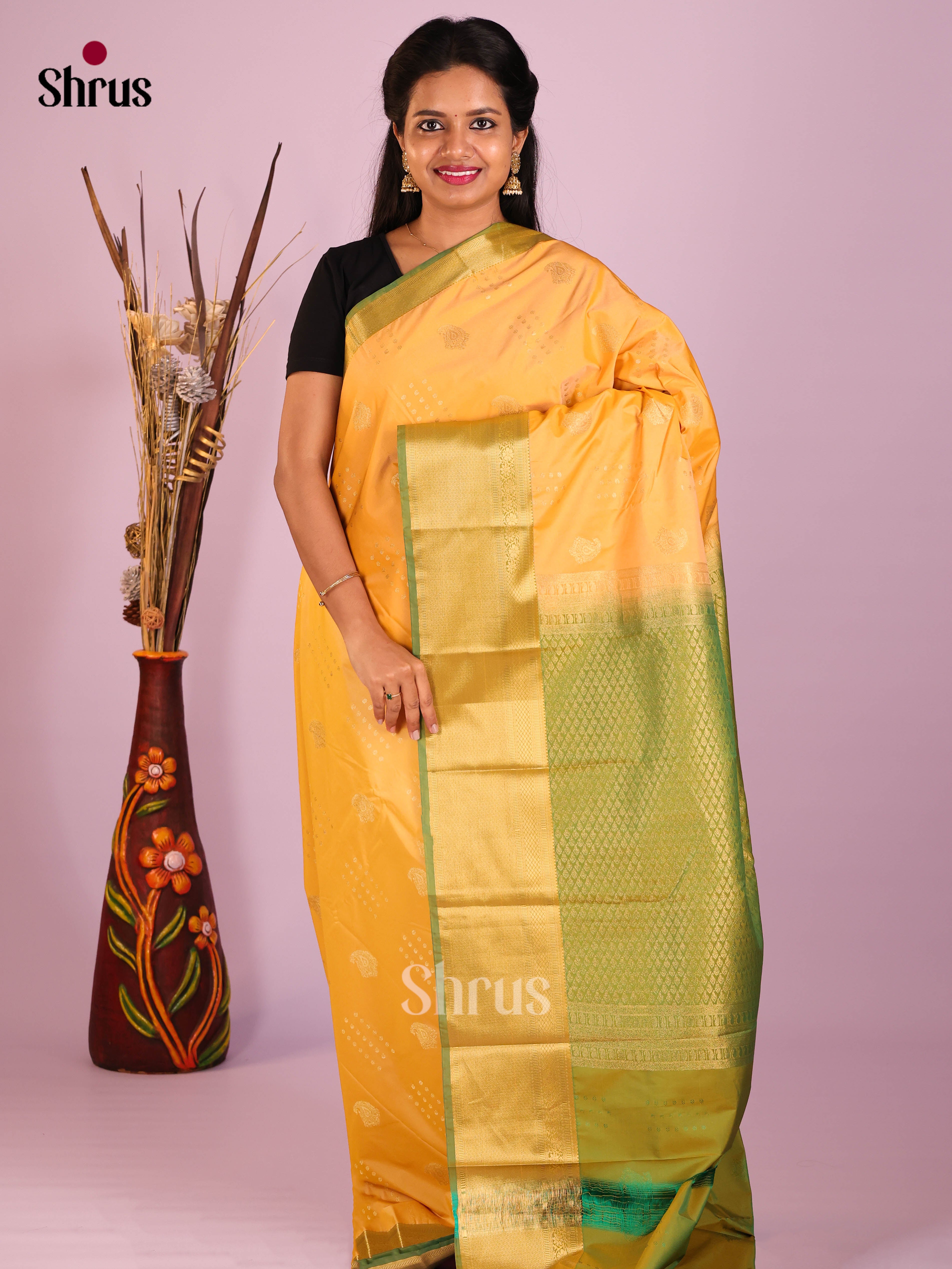 Sandal & Green - Semi Kanchipuram Saree