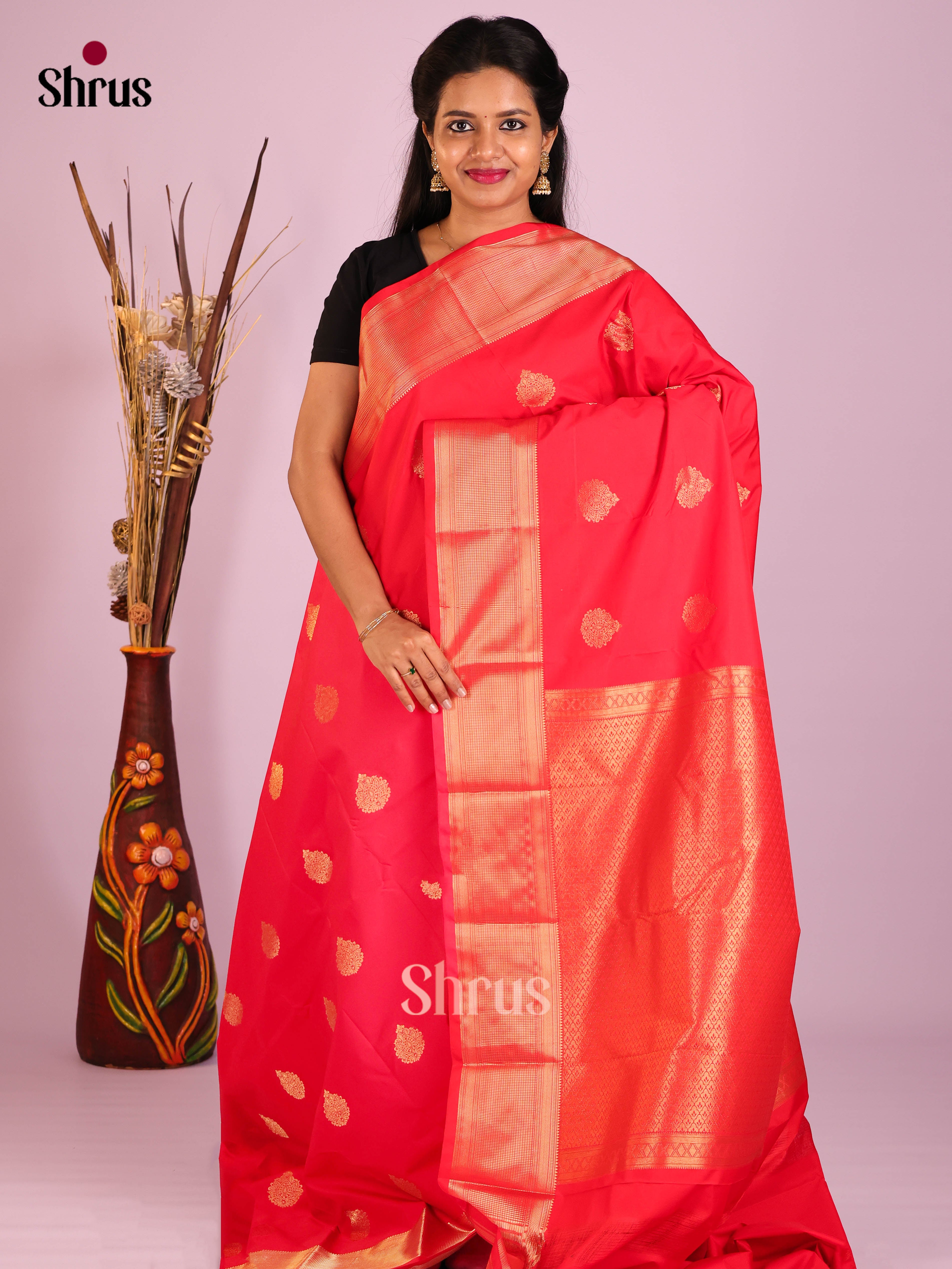 Red - Semi Kanchipuram Saree