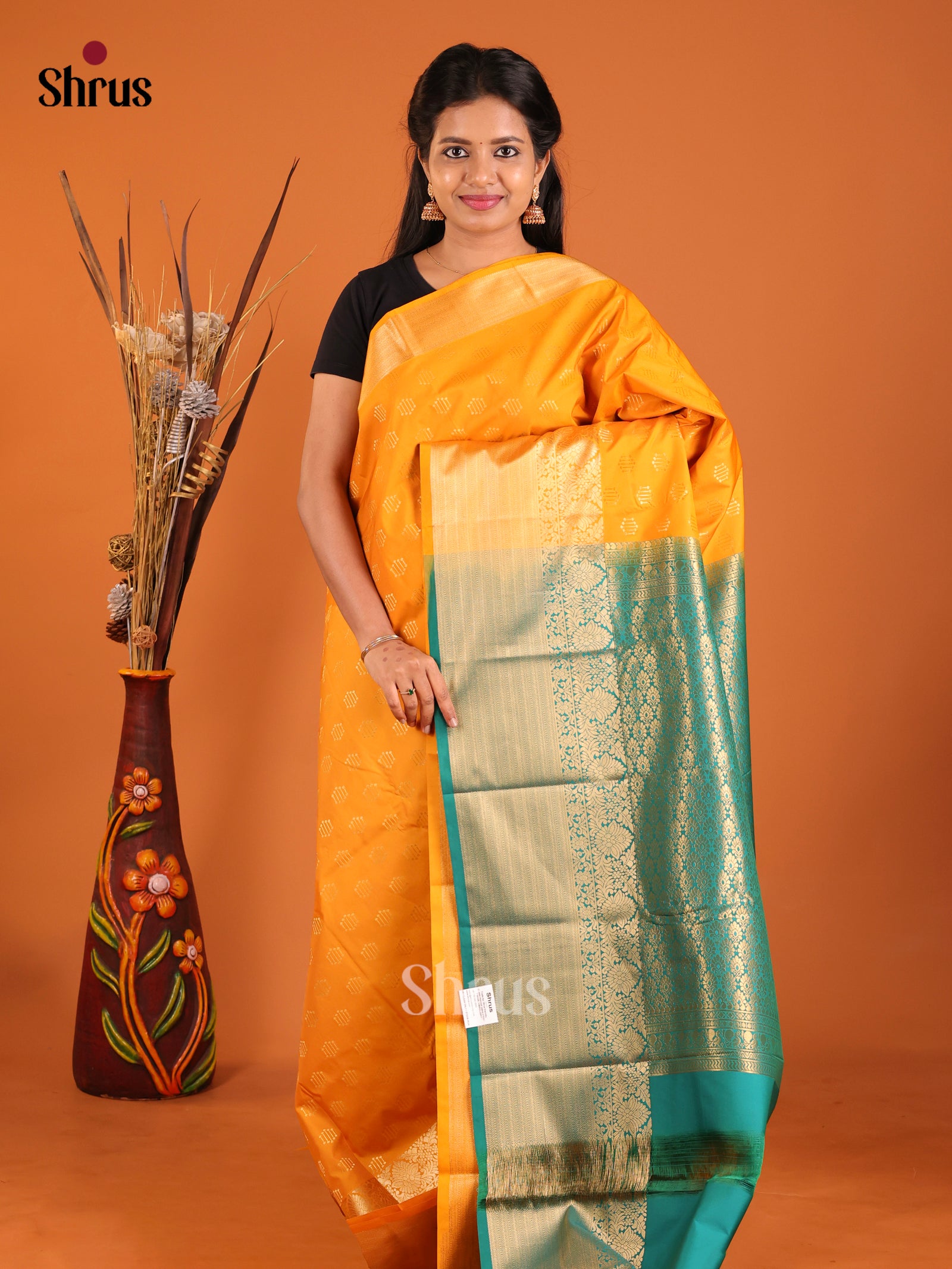 Mustard & Green - Semi Kanchipuram Saree