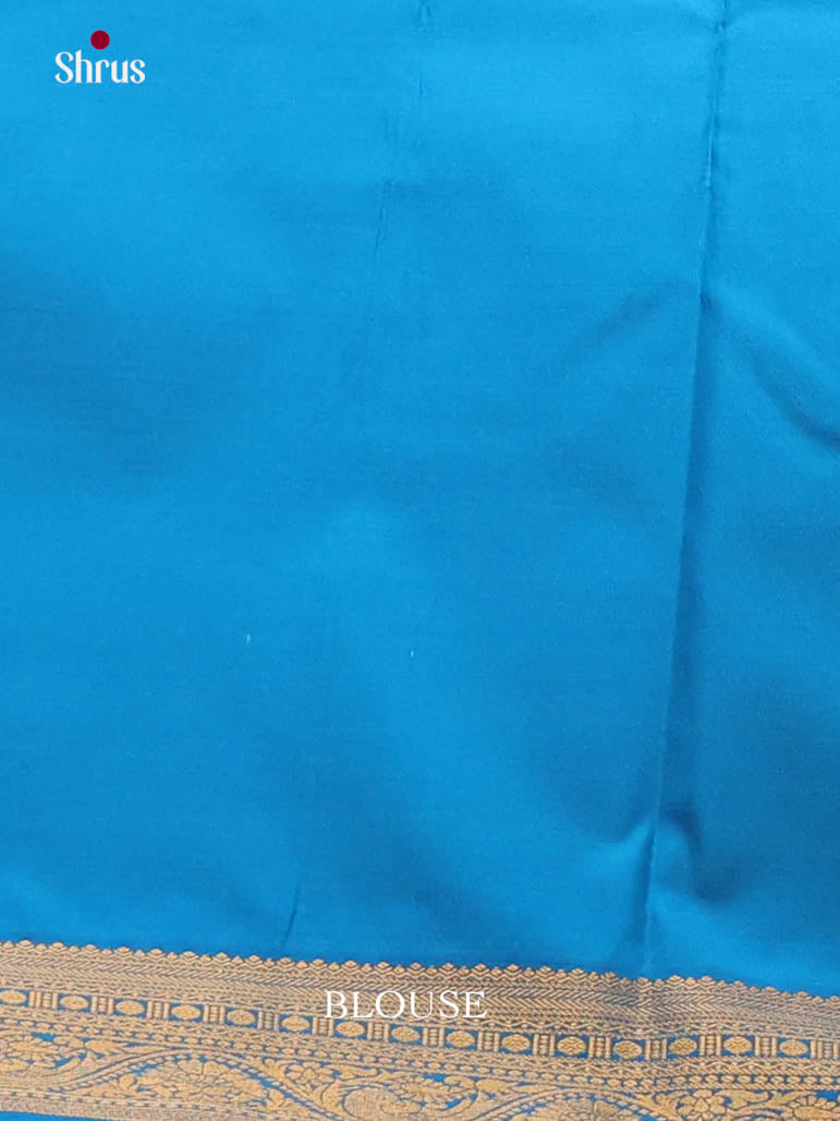 Yellow & Blue - Semi Kanchipuram Saree