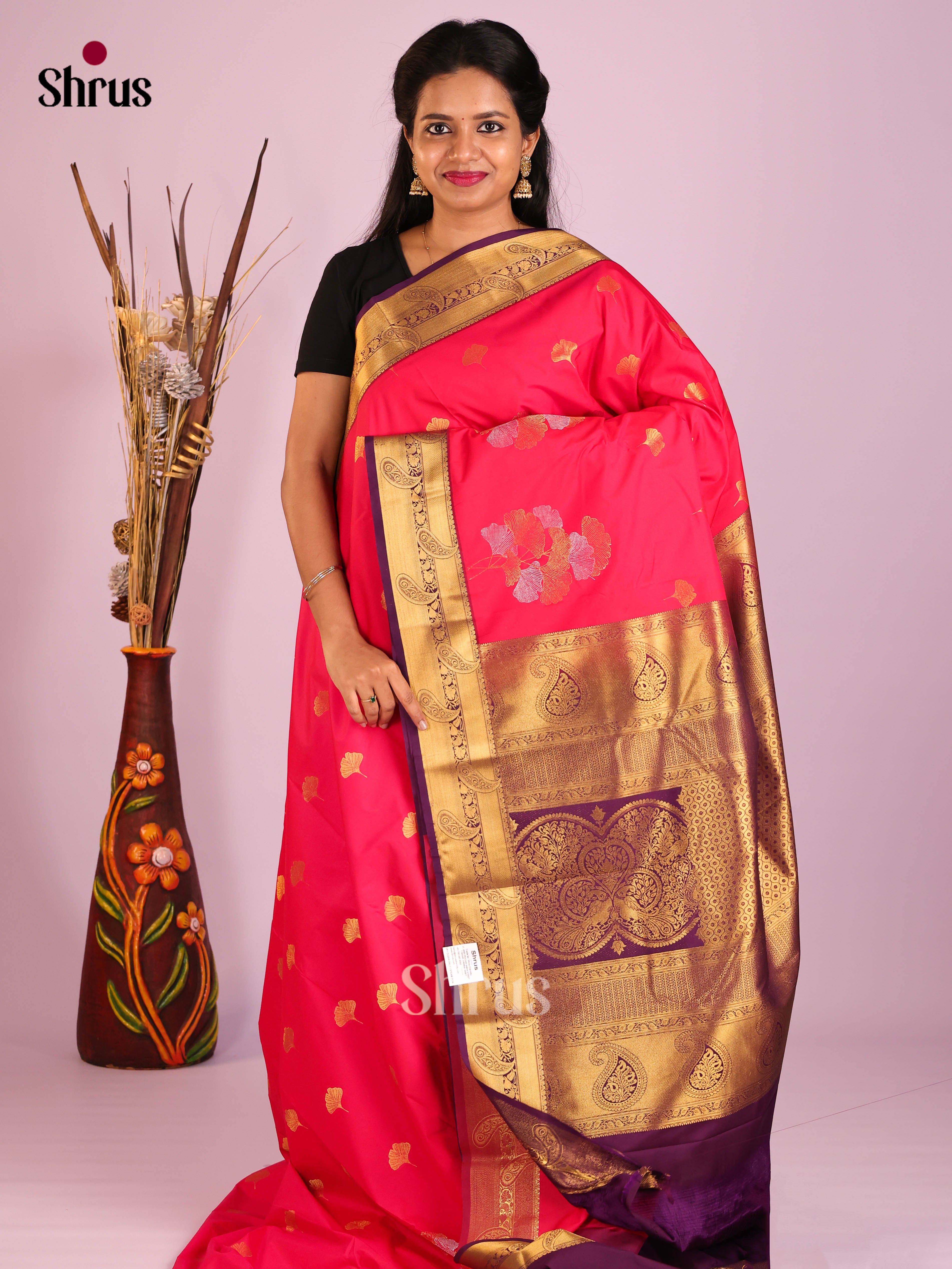 Red & Violet - Semi Kanchipuram Saree