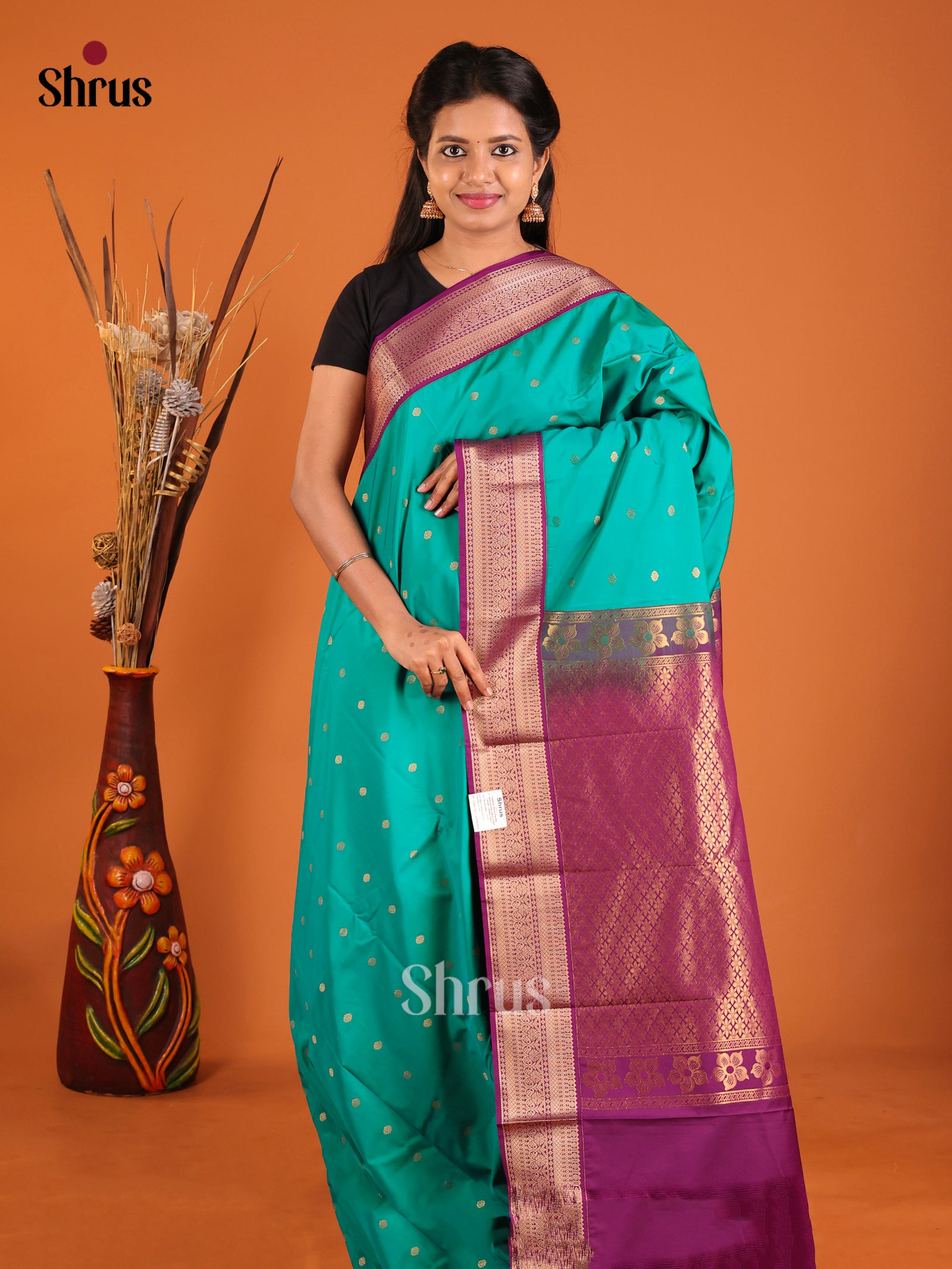 Green & Purple- Semi Kanchipuram Saree