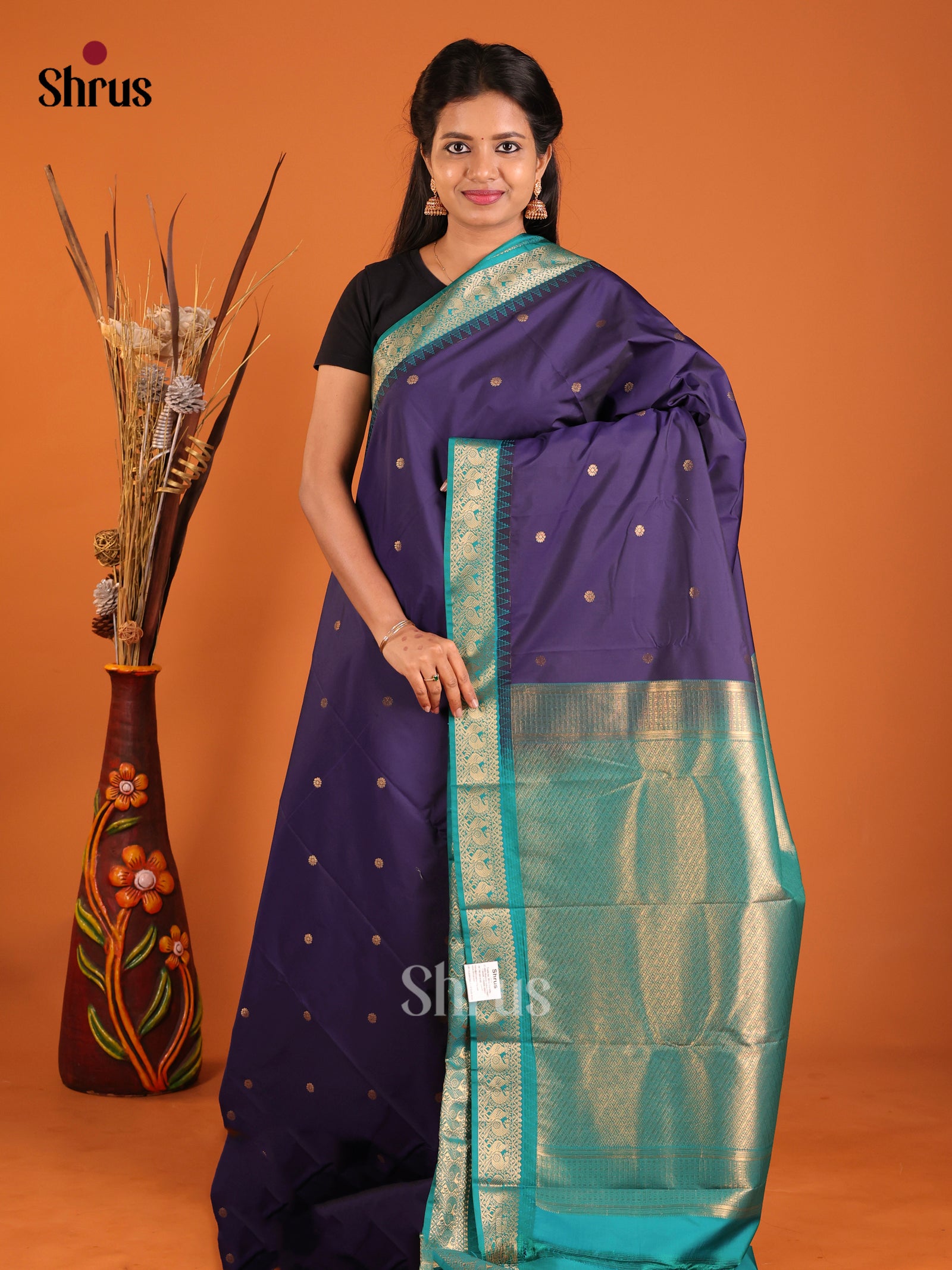 DIS14244 - Semi Kanchipuram Saree - Shop on Shrus.com