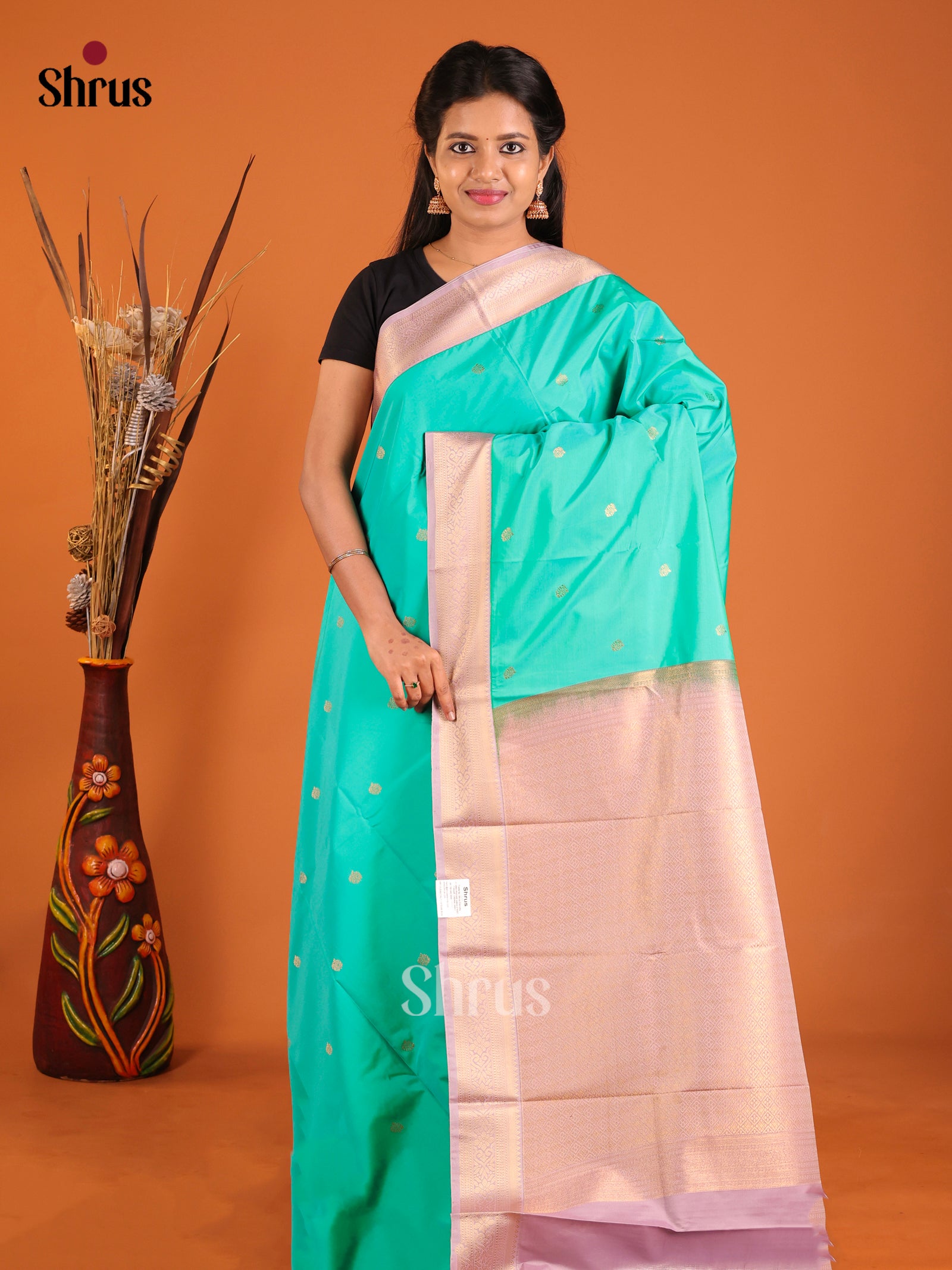 Pastel Blue & Lavender - Semi Kanchipuram Saree