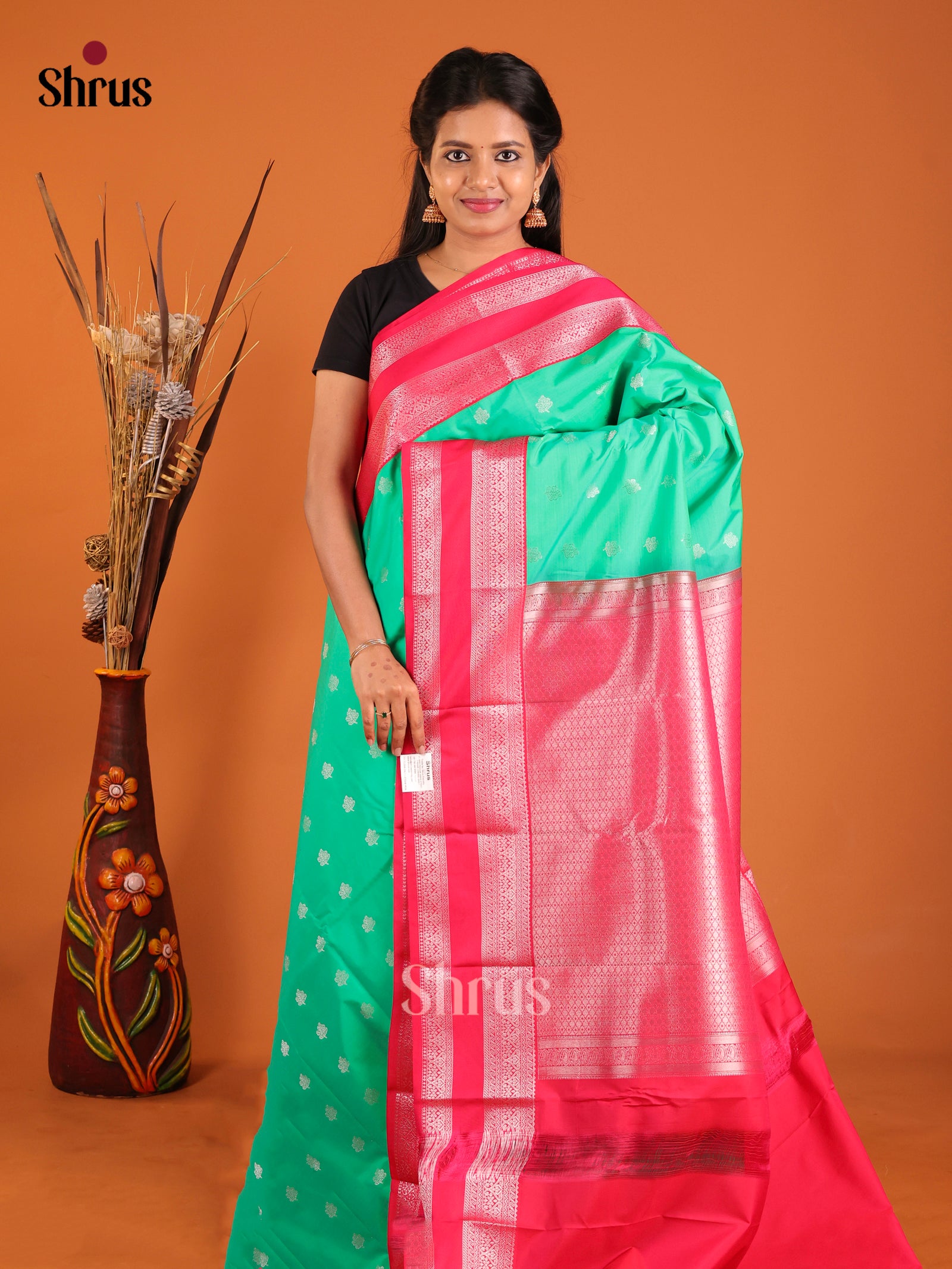 Green & Red - Semi Kanchipuram Saree