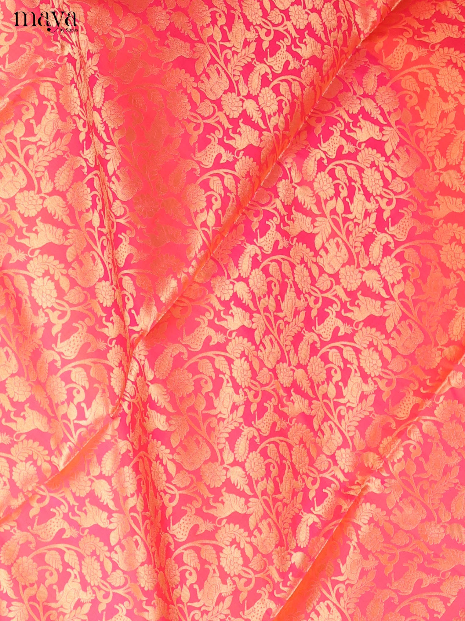 Shimmering Peach Soft Silk Saree With Zari Floral Nestling Brocade