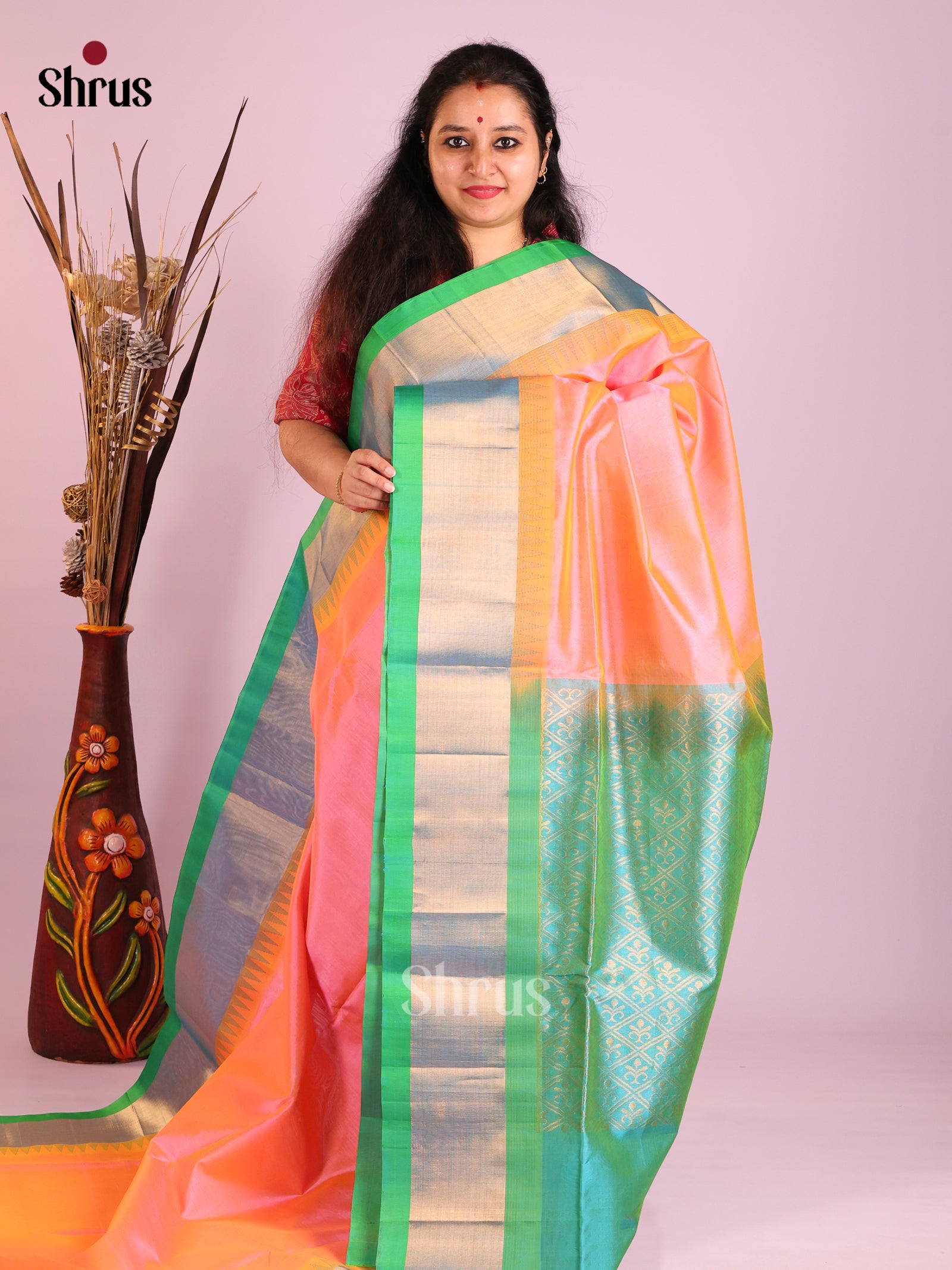 DIS14488 - Temple-border Saree