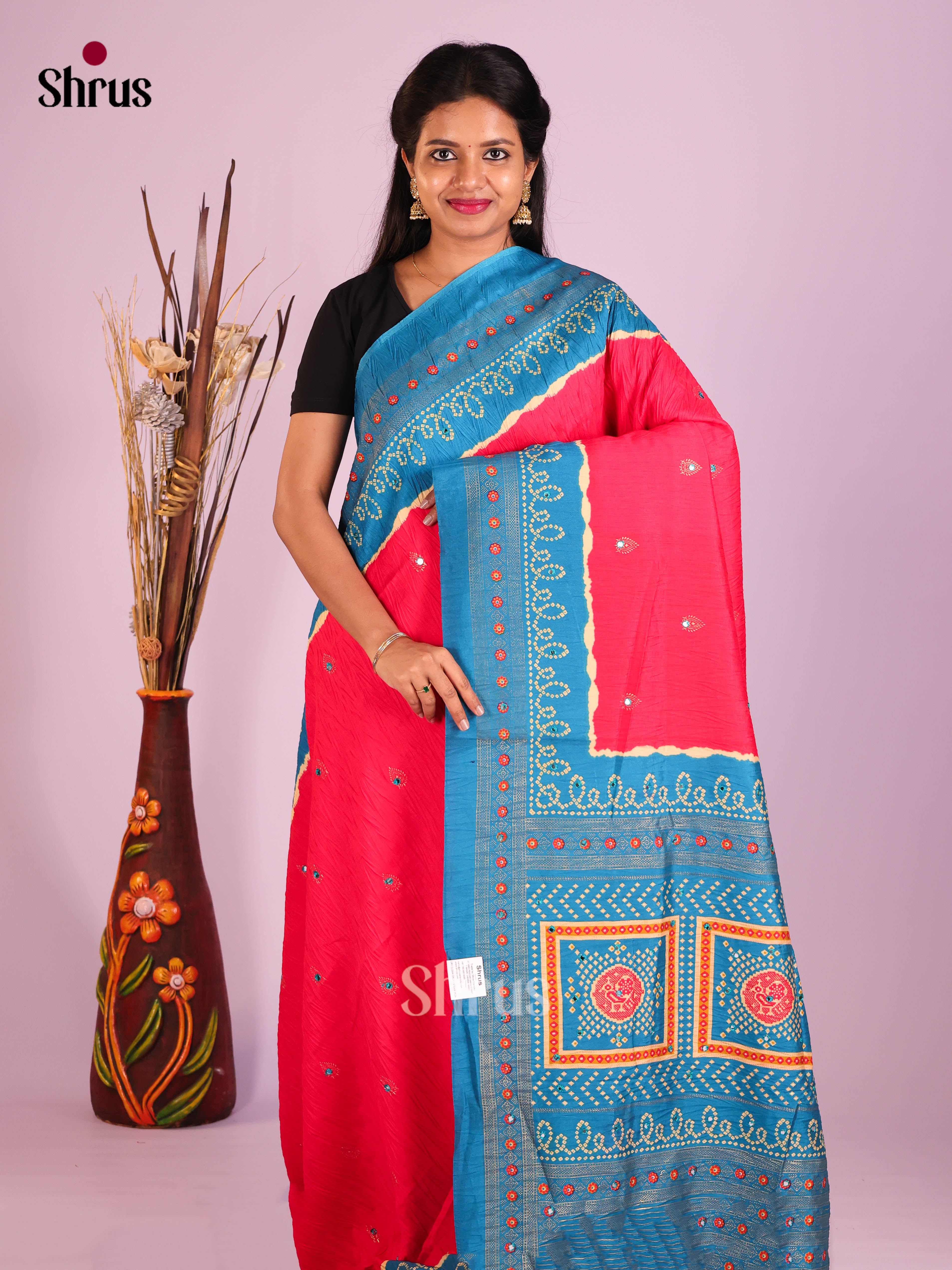 DIS14662 - Bandhini Saree - Shop on Shrus.com